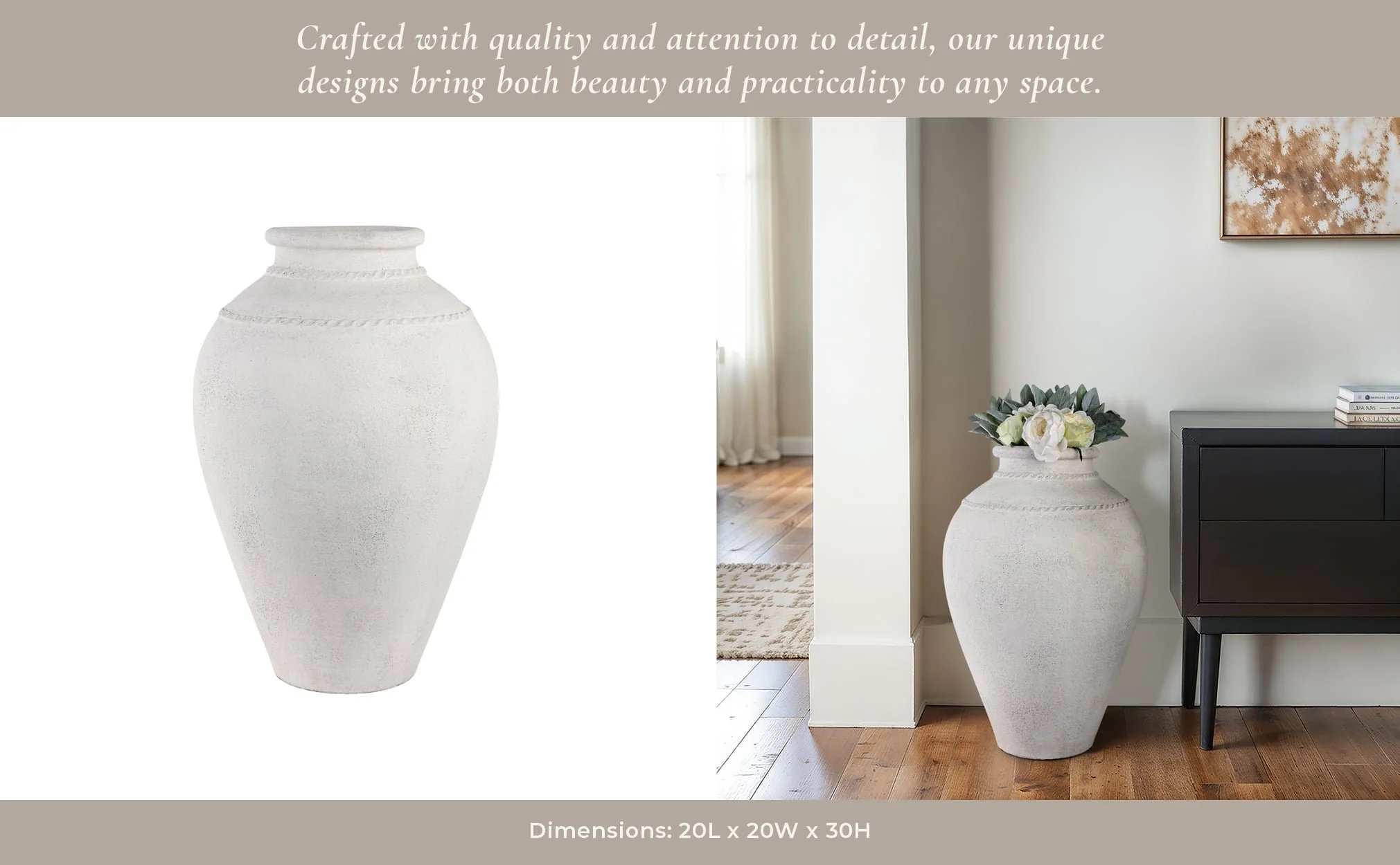 30" Terracotta Floor Vase, Ivory - Image 11