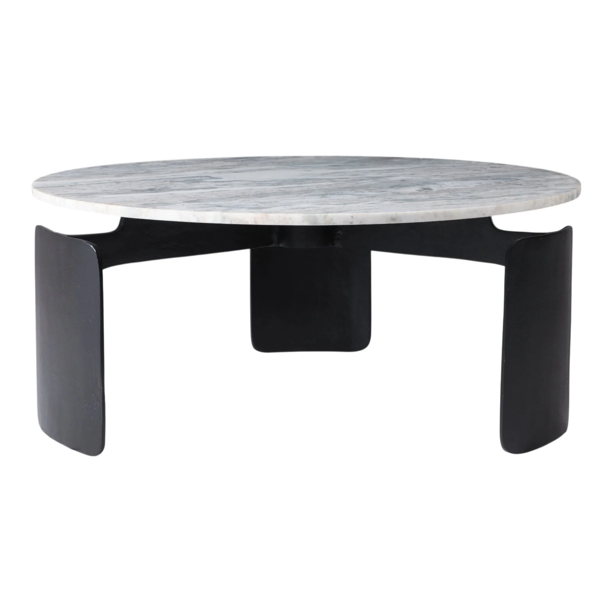 30x13" Marble Top 3-footed Coffee Table, Grey/ Blk - Image 4