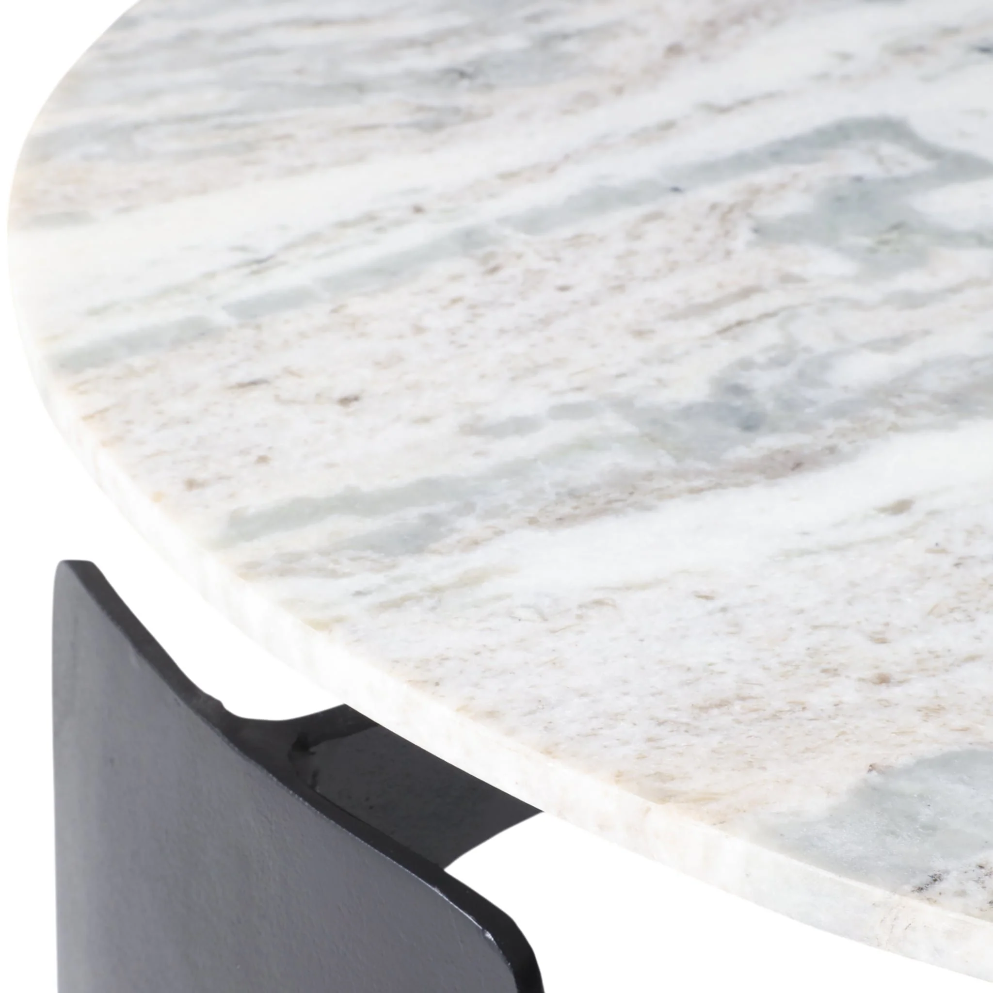 30x13" Marble Top 3-footed Coffee Table, Grey/ Blk - Image 6