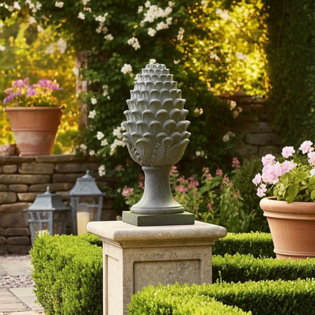 30x13" Rustic Artichoke Statue With Moss, Grey - Image 11