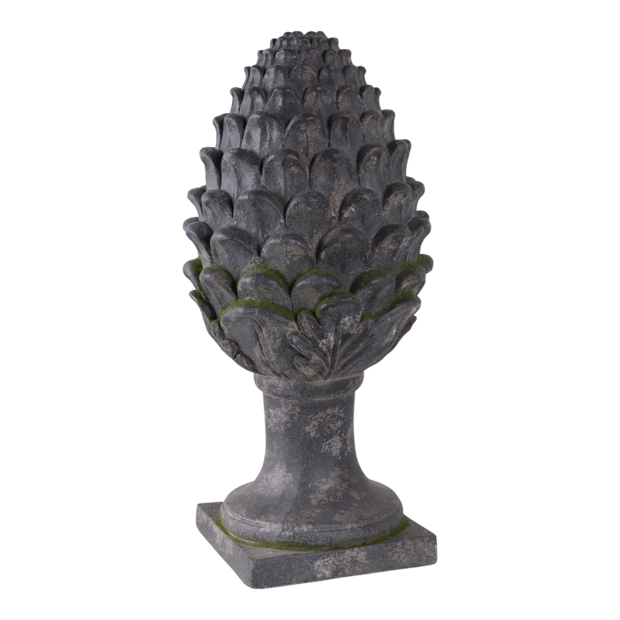 30x13" Rustic Artichoke Statue With Moss, Grey - Image 2