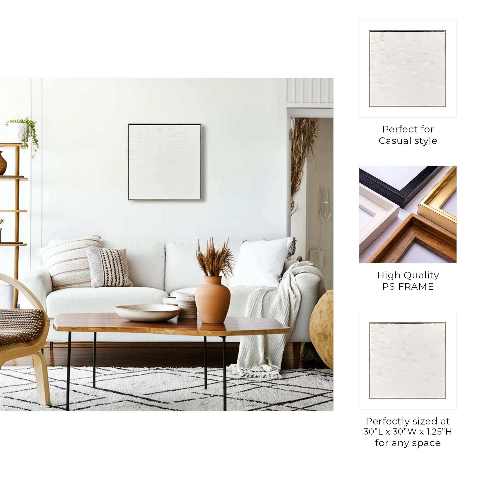 30x30" Glossy Lines Wall Art, White - Image 2
