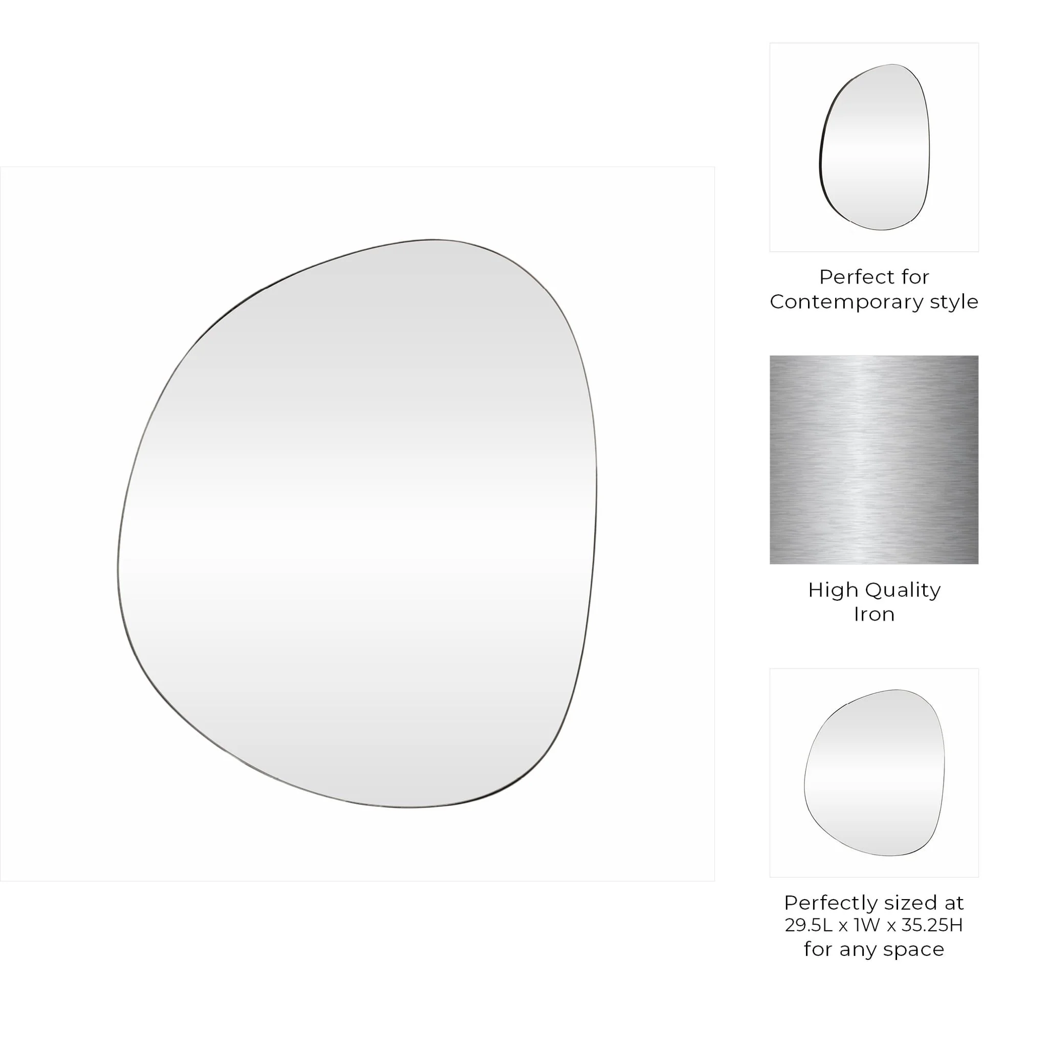 30x35" Irregular Round Mirror, Black - Image 8
