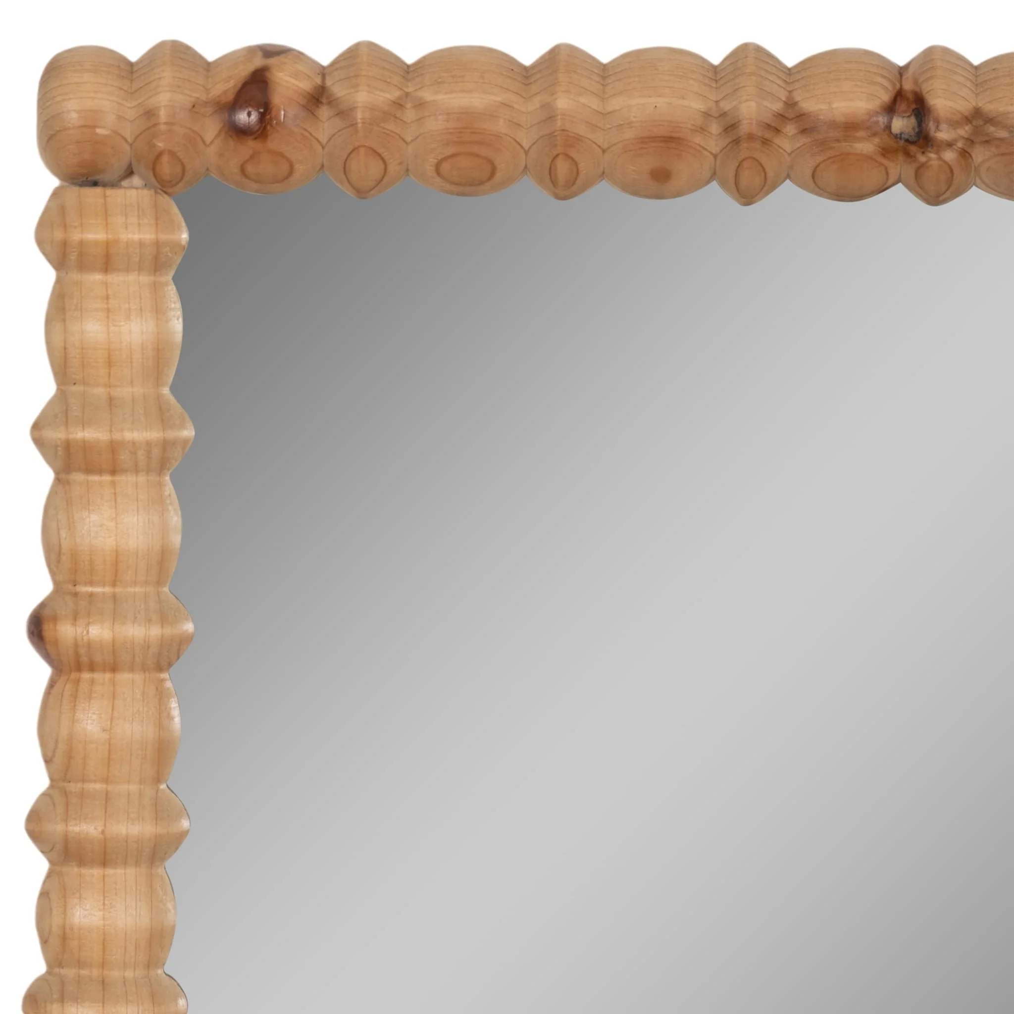 30x44 Carved Wood Mirror, Natural - Image 4