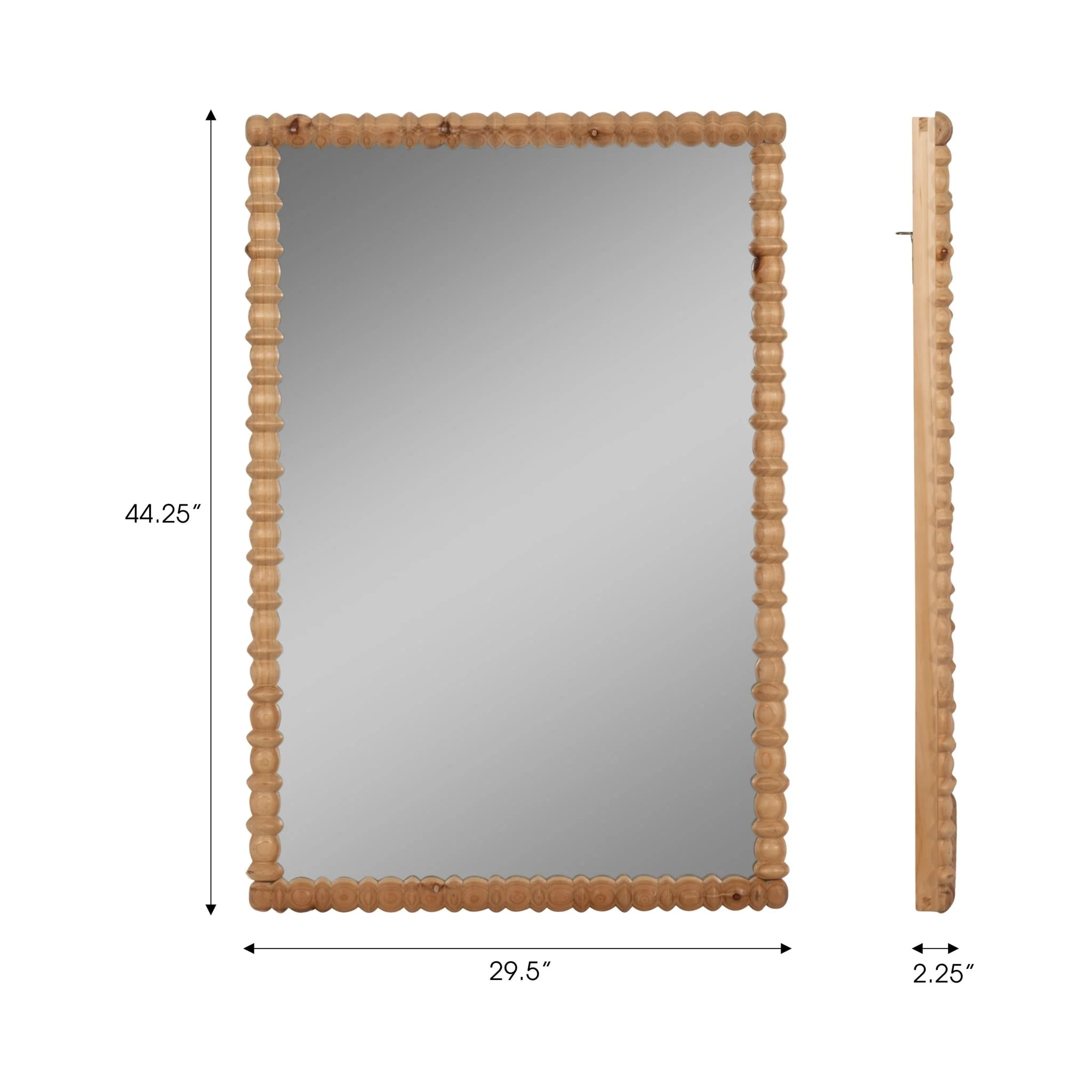 30x44 Carved Wood Mirror, Natural - Image 7