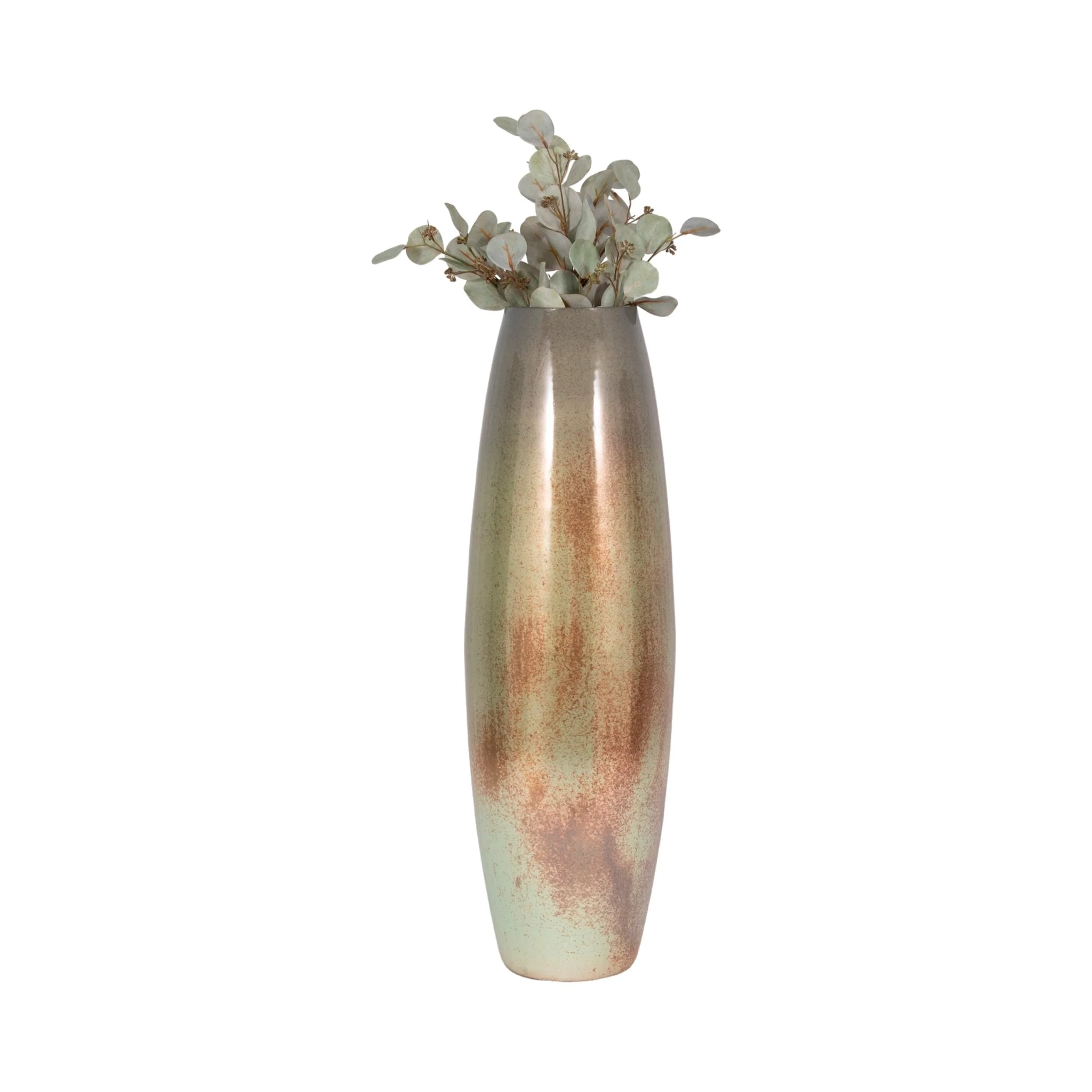 31" Curved Glass Vase Green Mercury Ombre, Multi - Image 2