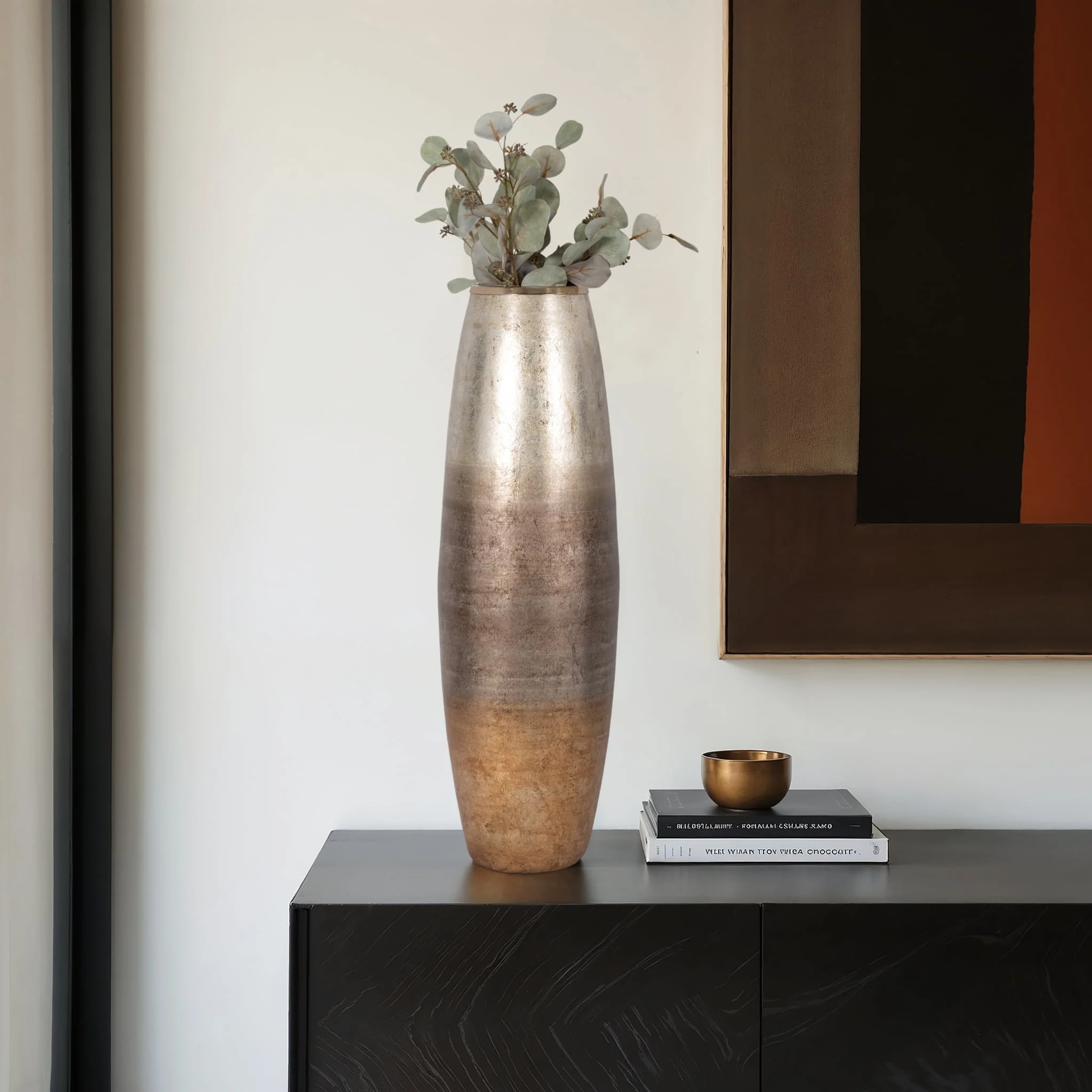 31" Curved Glass Vase Metallic Ombre Finish, Multi - Image 10