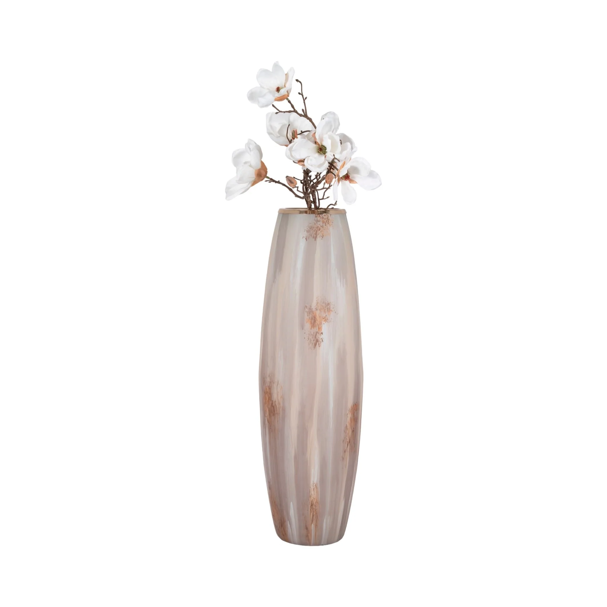 31" Curved Glass Vase Opal Finish, Ivory Multi - Image 2
