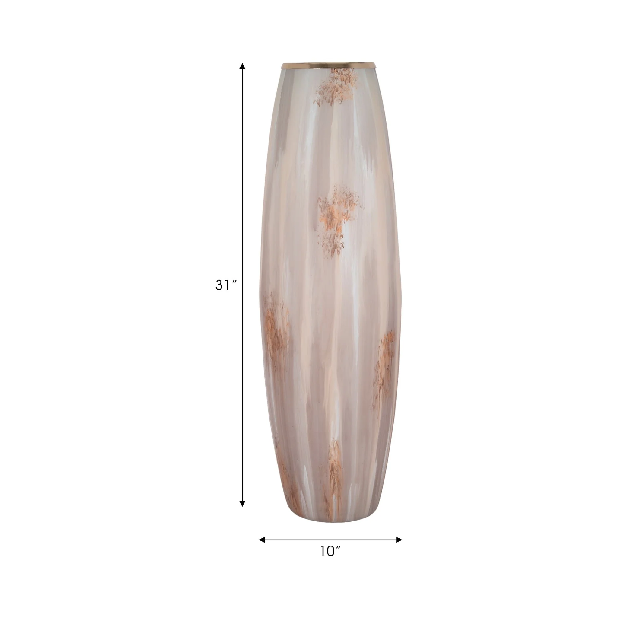 31" Curved Glass Vase Opal Finish, Ivory Multi - Image 8