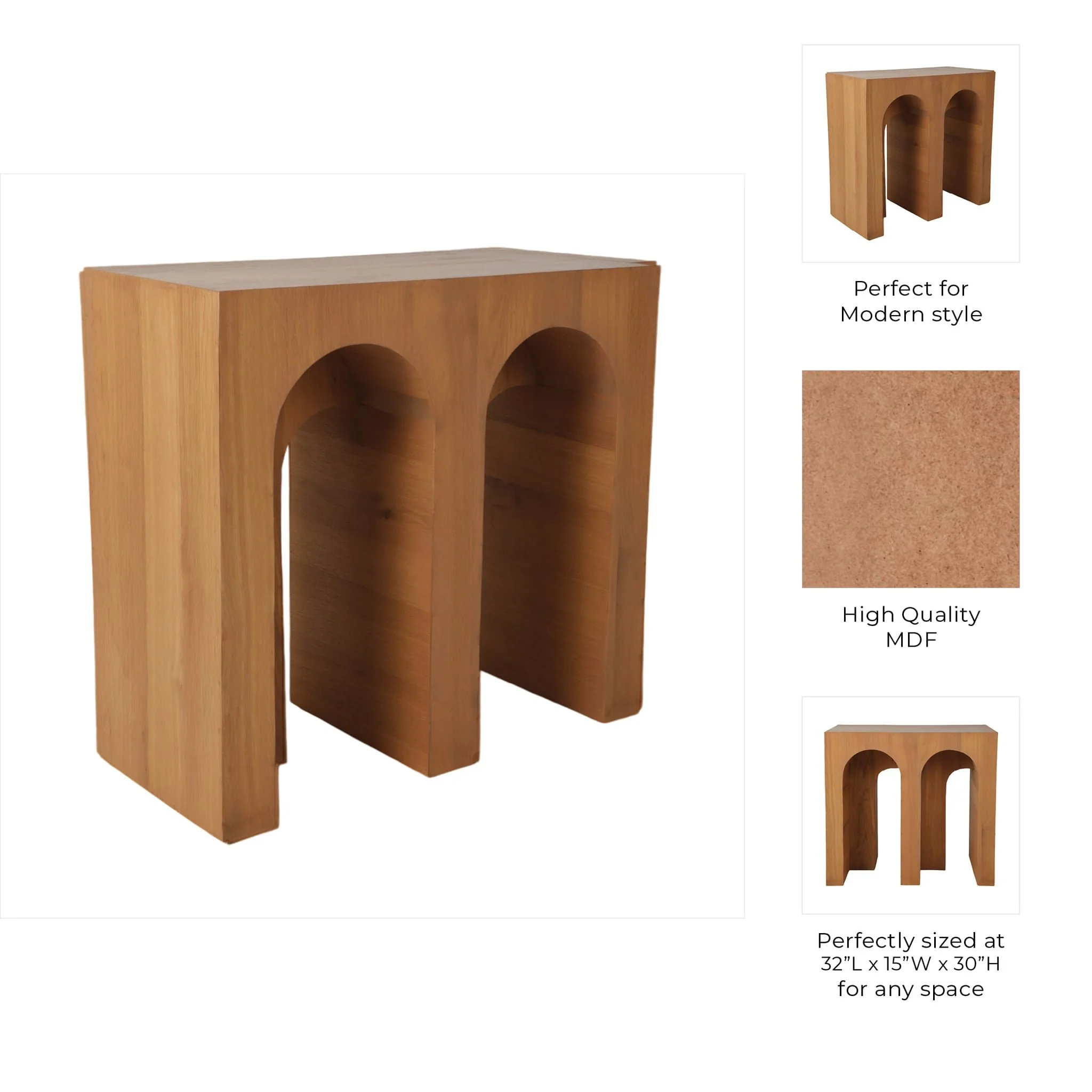 31" Double Arch Accent Table, Natural - Image 9