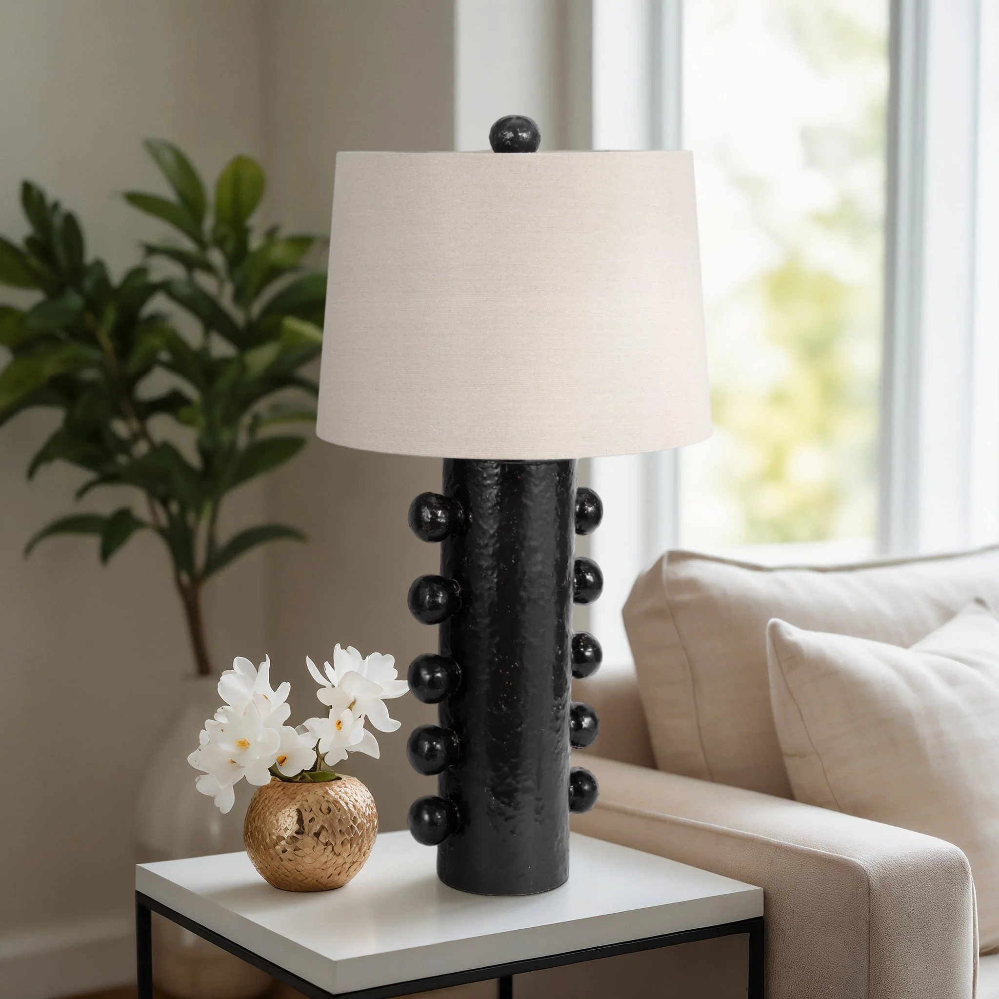 31" Tall Knobby Table Lamp, Black - Image 9
