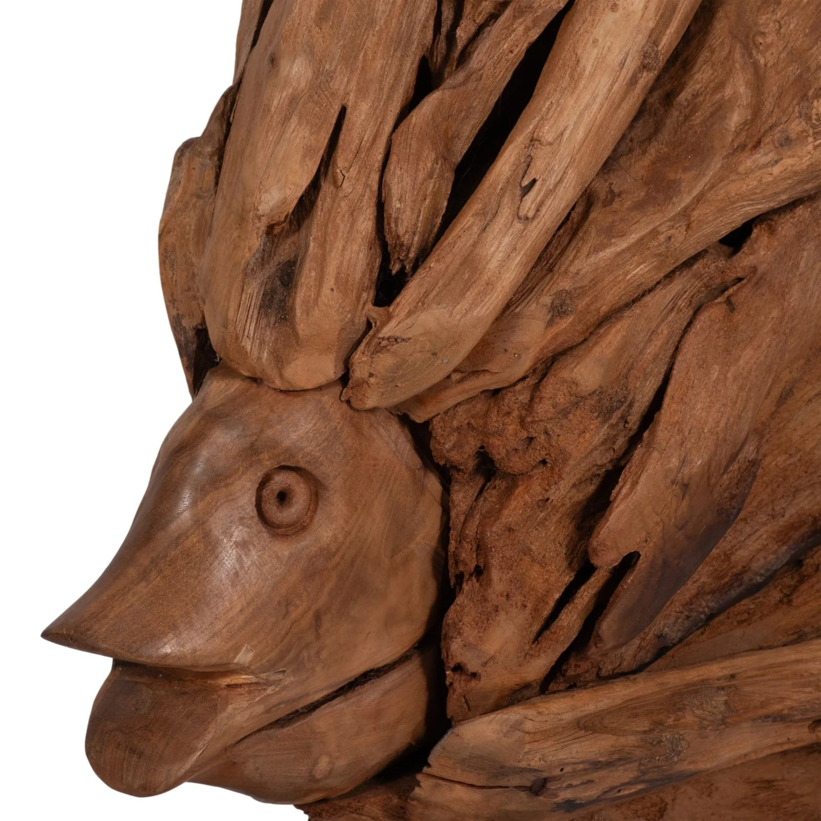 31" Teak Wood Fish On Stand, Light Natural - Image 4