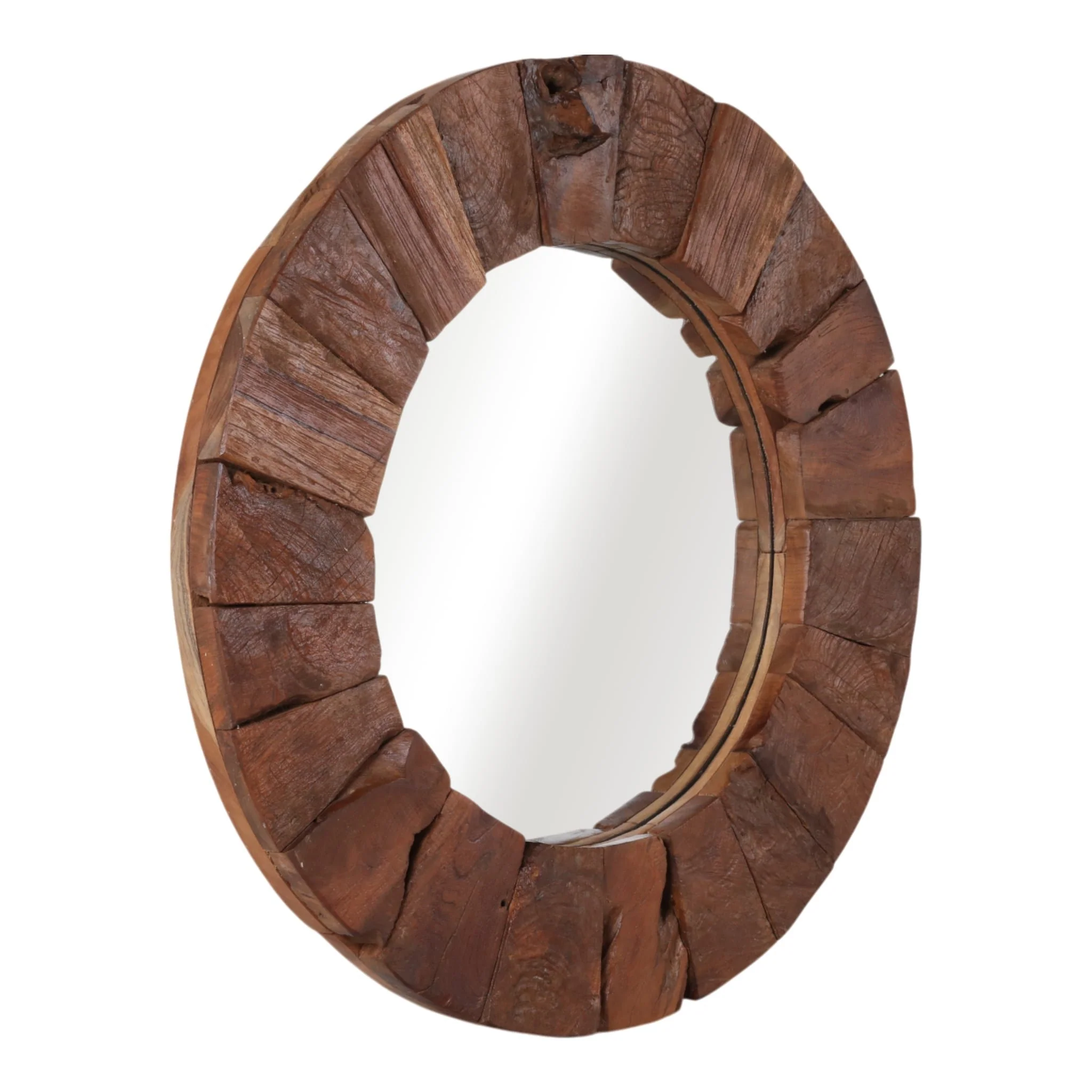31x31" Teakwood Framed Mirror, Natural - Image 2