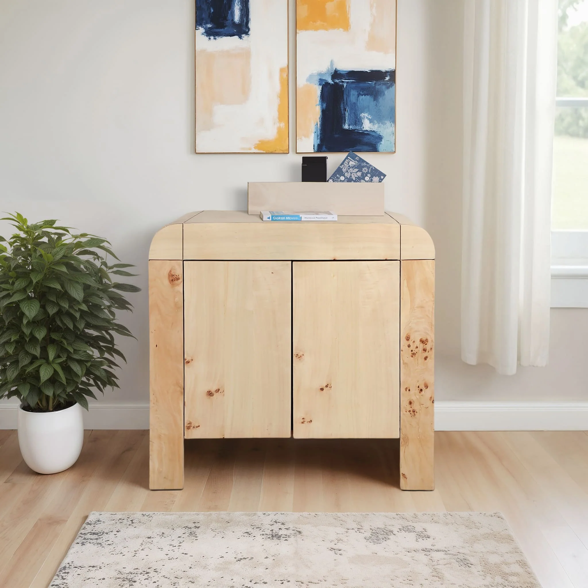 32" Burl Wood Cabinet, Natural - Image 11