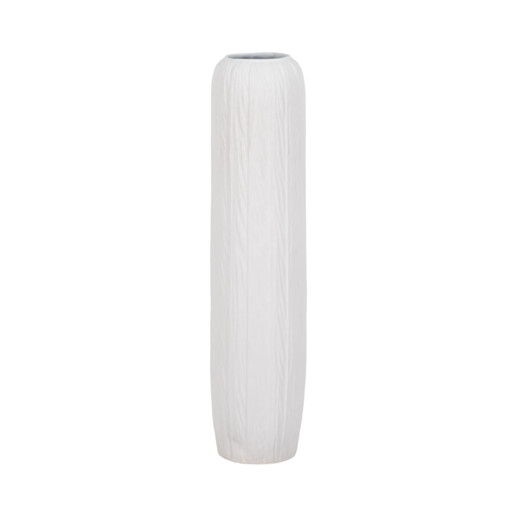 32" Rough Cylinder Floor Vase, White - Image 3
