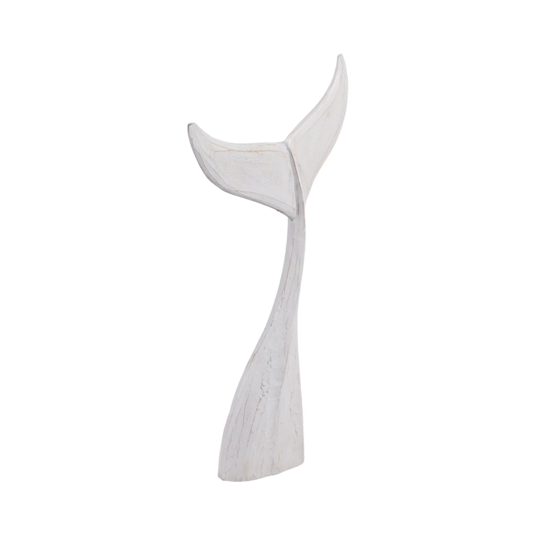 32" Wood Whale Tail Decor, Wht - Image 2