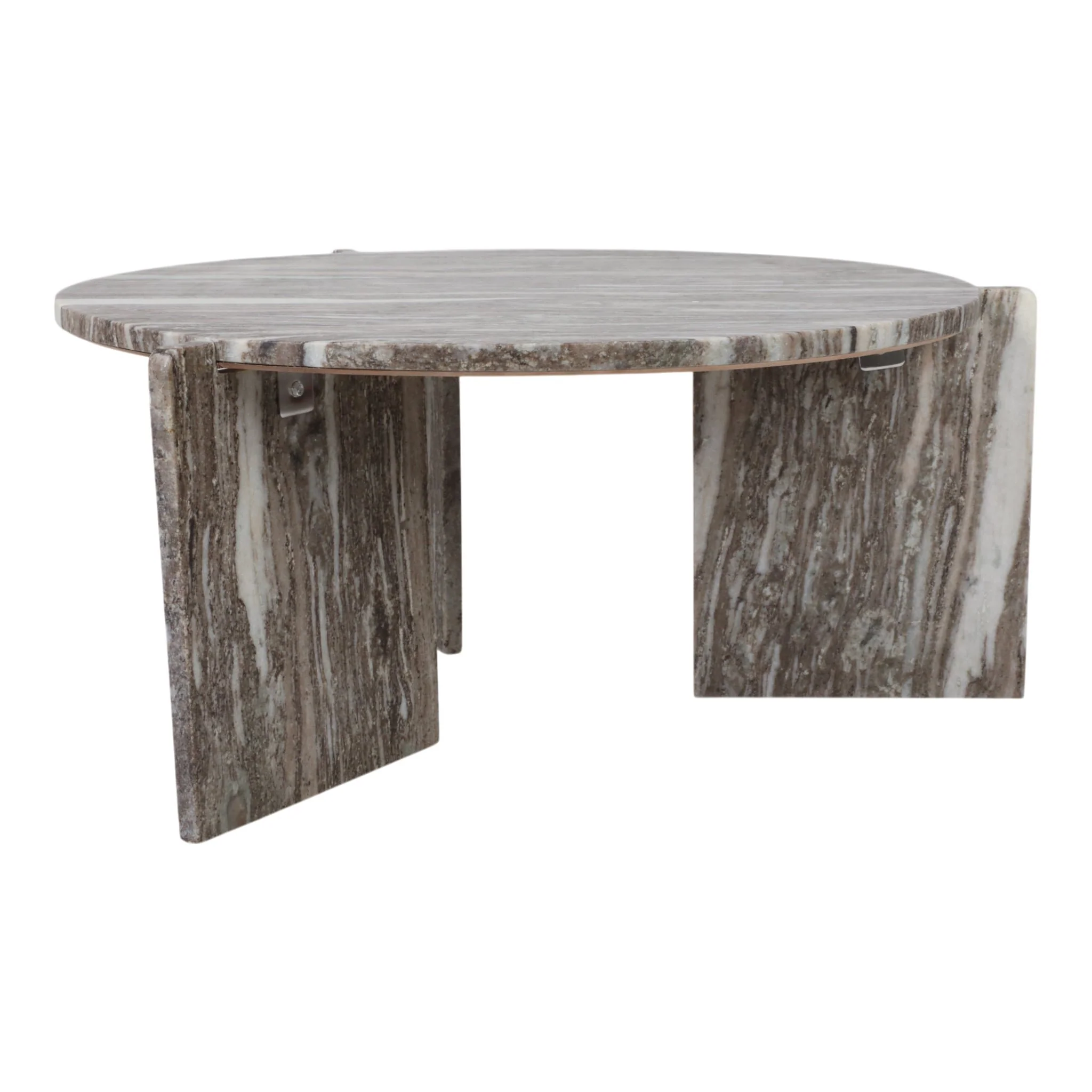 32x15" 3-leg Marble Coffee Table, Grey Kd - Image 3