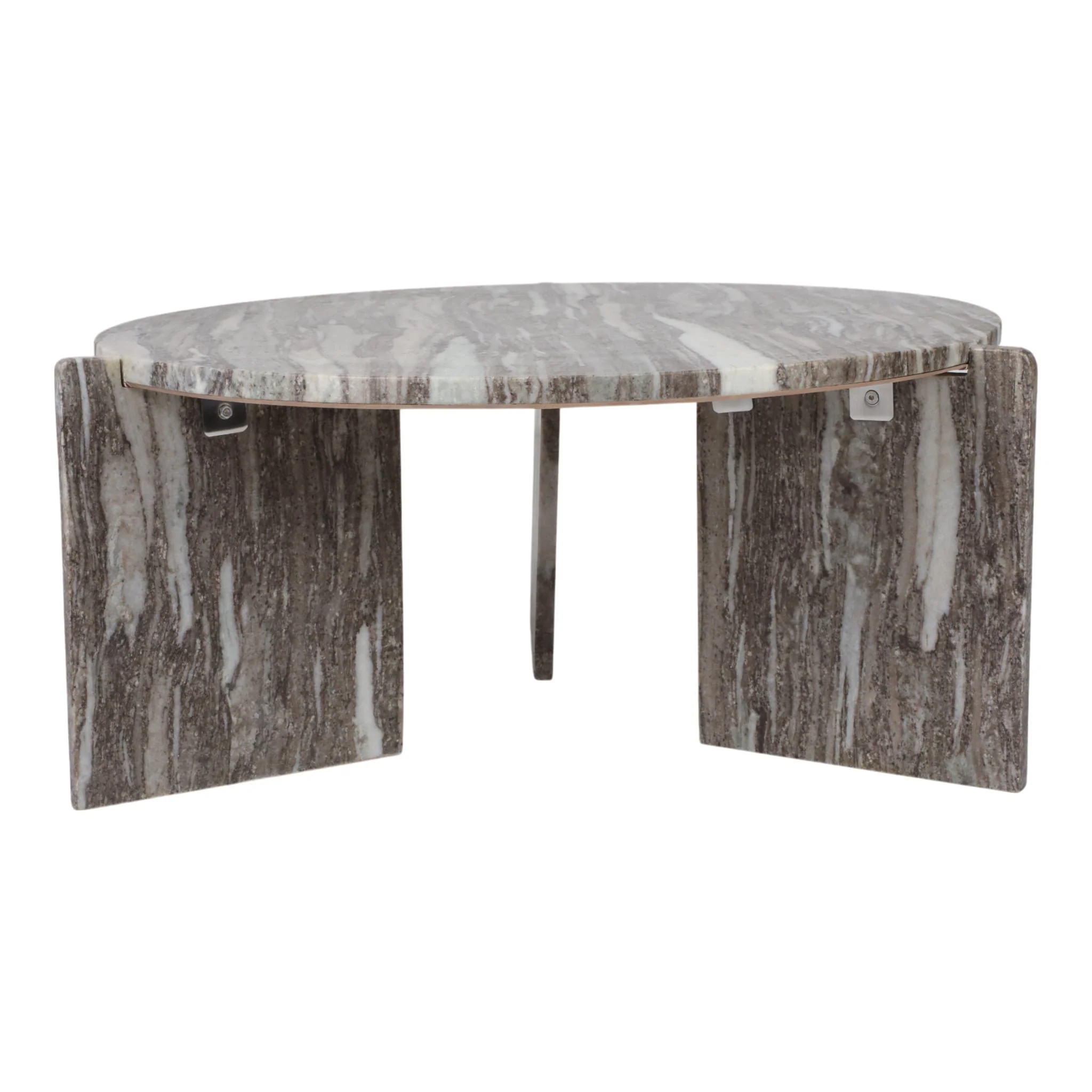 32x15" 3-leg Marble Coffee Table, Grey Kd - Image 4