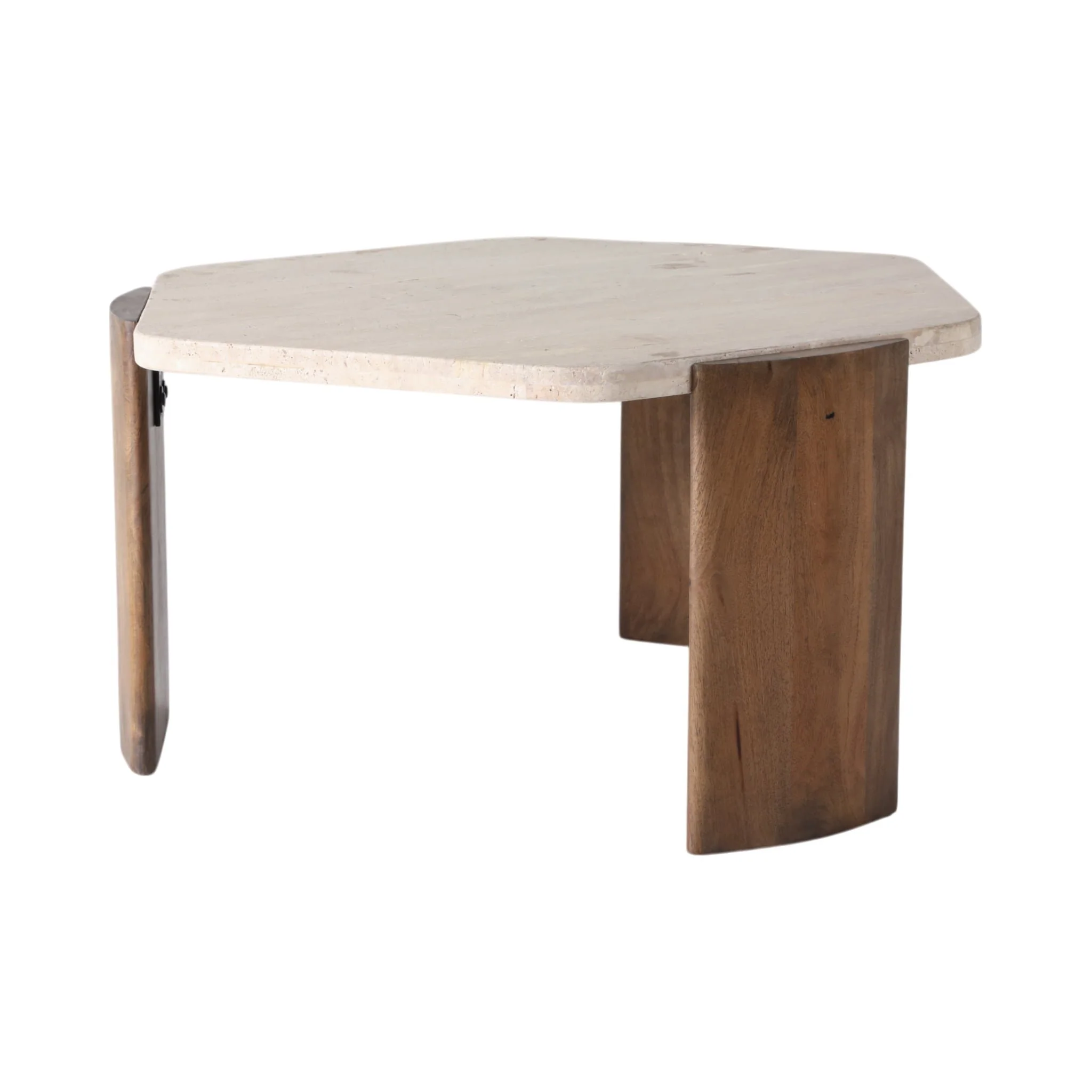 32x17 Hexagon Travertine Coffee Table, Bwn - Image 2