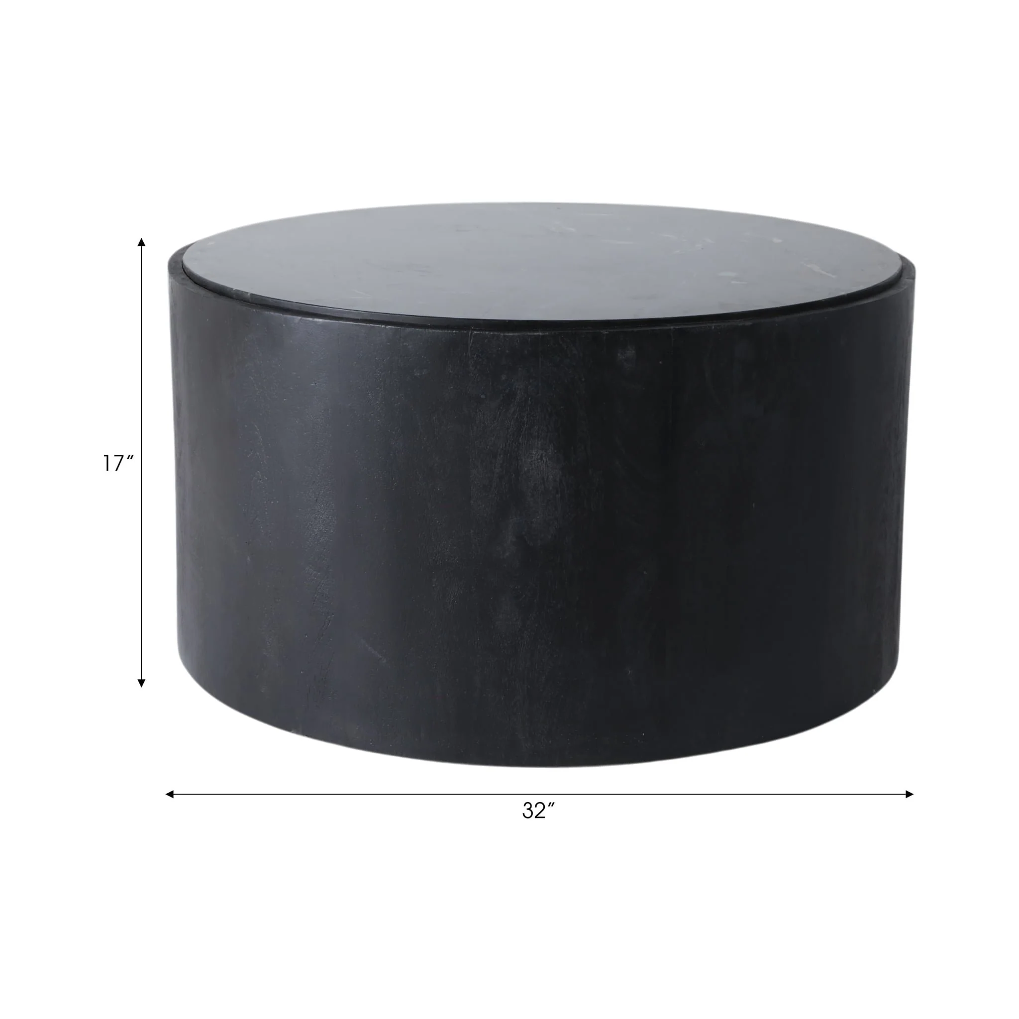 32x17 Marble Inlay Rnd Coffee Table, Blk/wht - Image 8