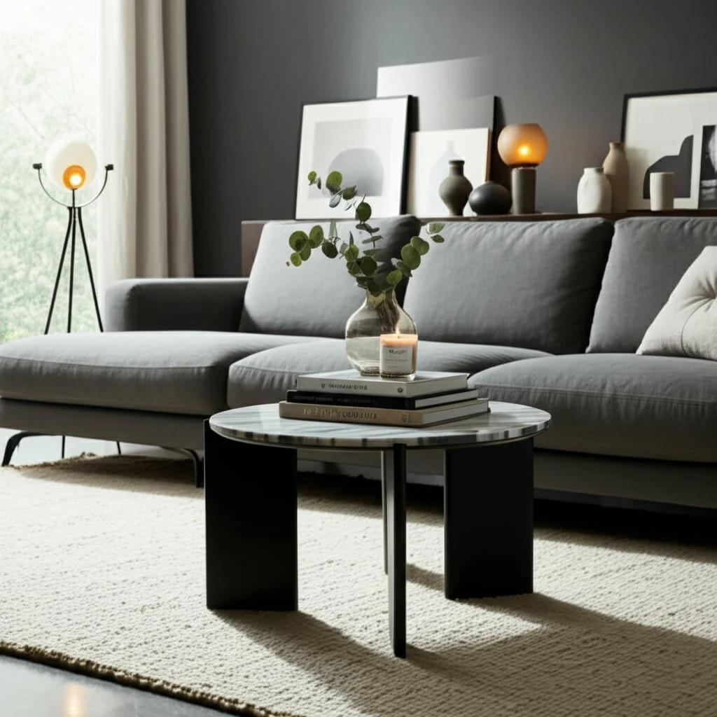 32x17 Panda Marble Coffee Table, Blk/wht - Image 11