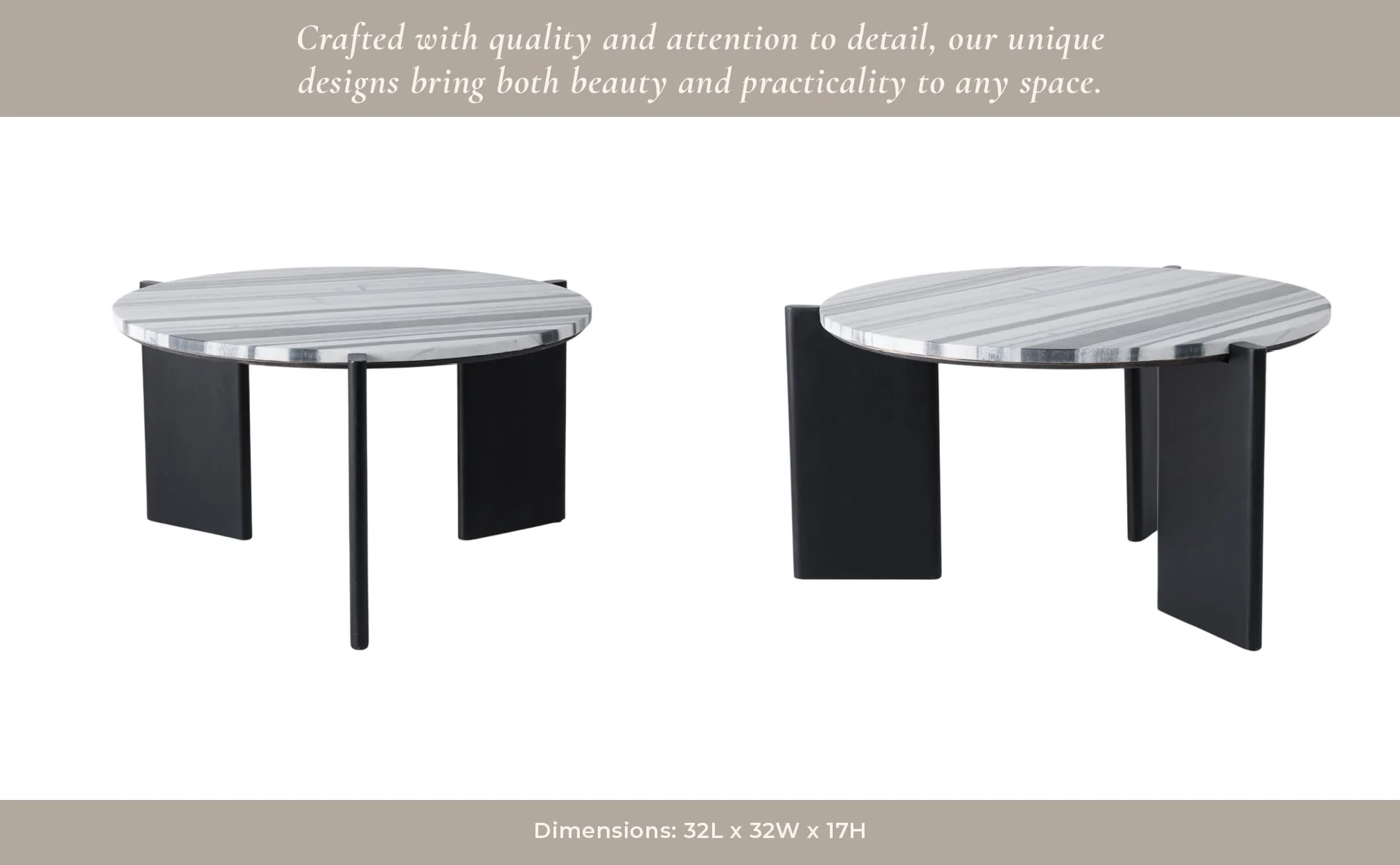 32x17 Panda Marble Coffee Table, Blk/wht - Image 12
