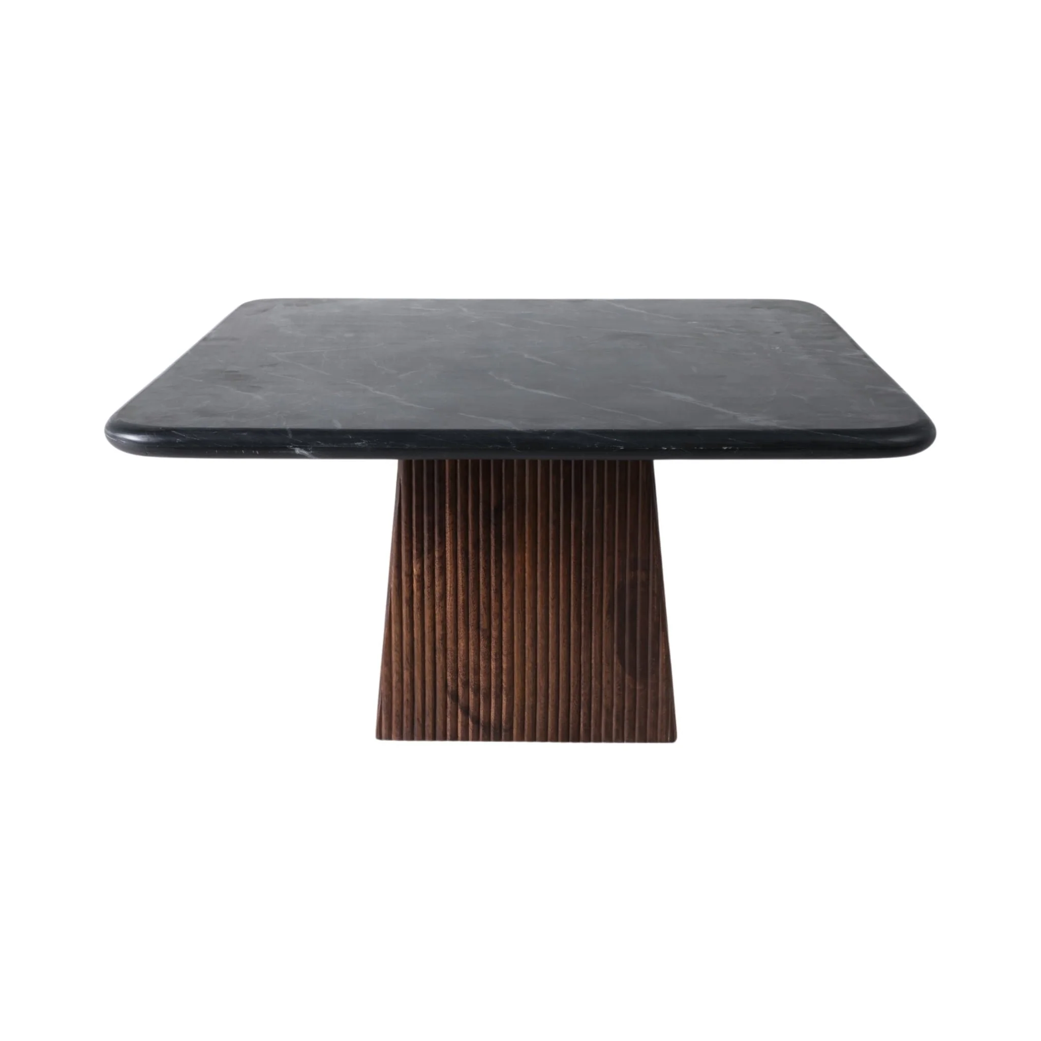 32x17 Ribbed Base Coffee Table Marble Top, Blk/bwn - Image 4