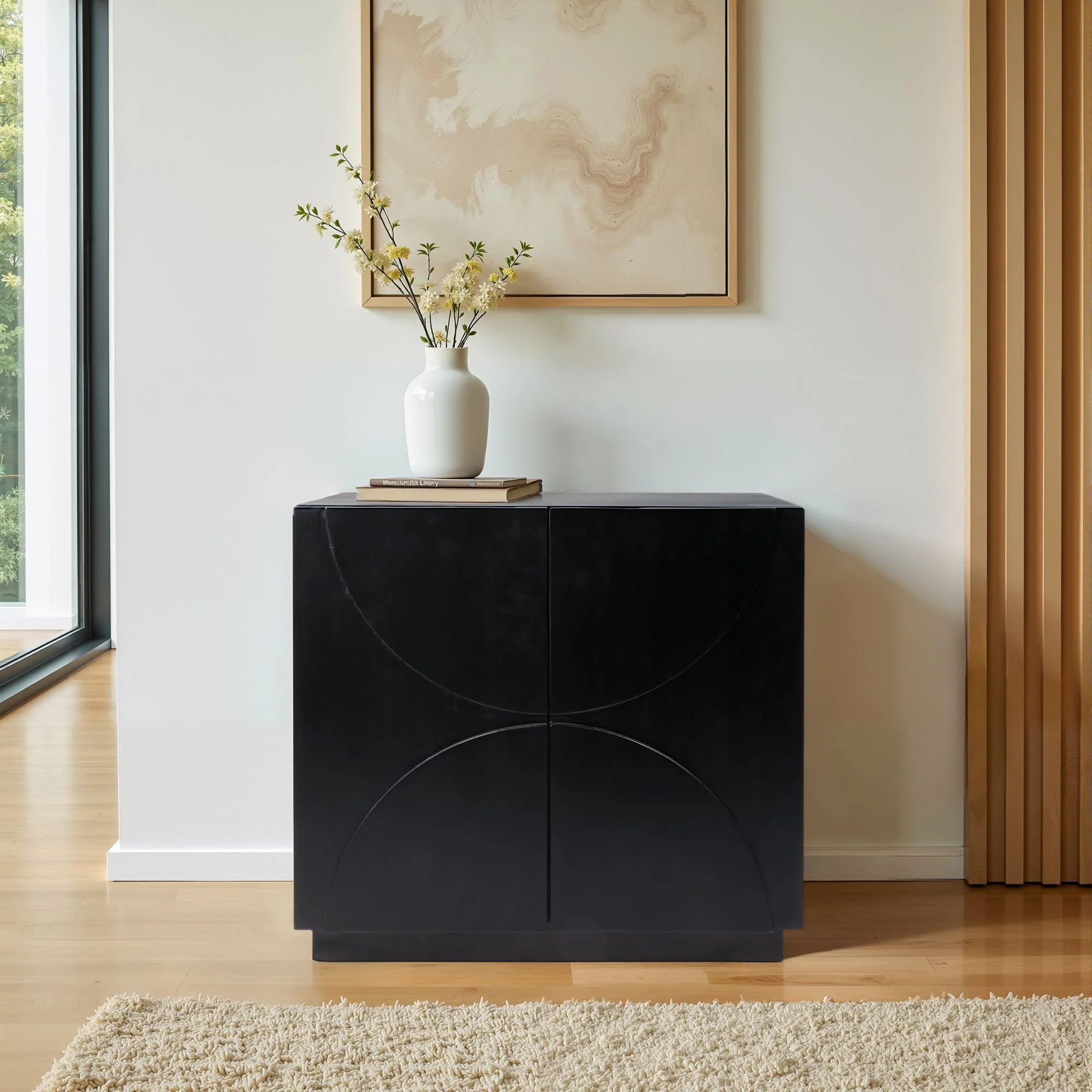 32x30" Half Circle 2-door Cabinet, Black - Image 10