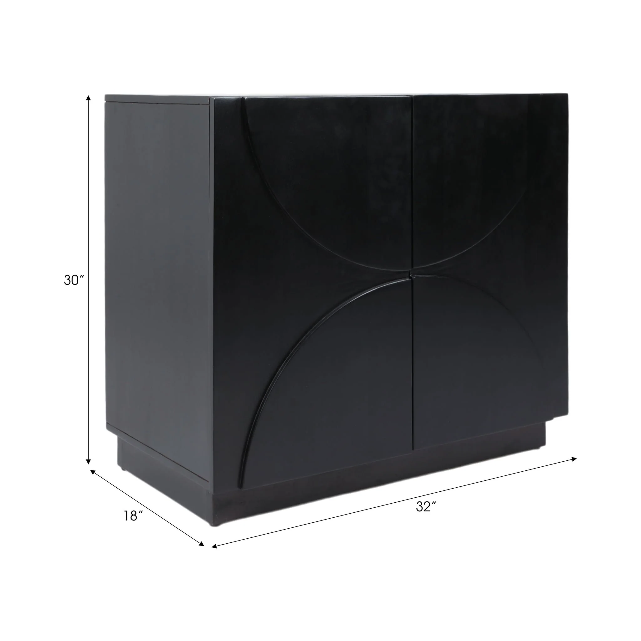 32x30" Half Circle 2-door Cabinet, Black - Image 8