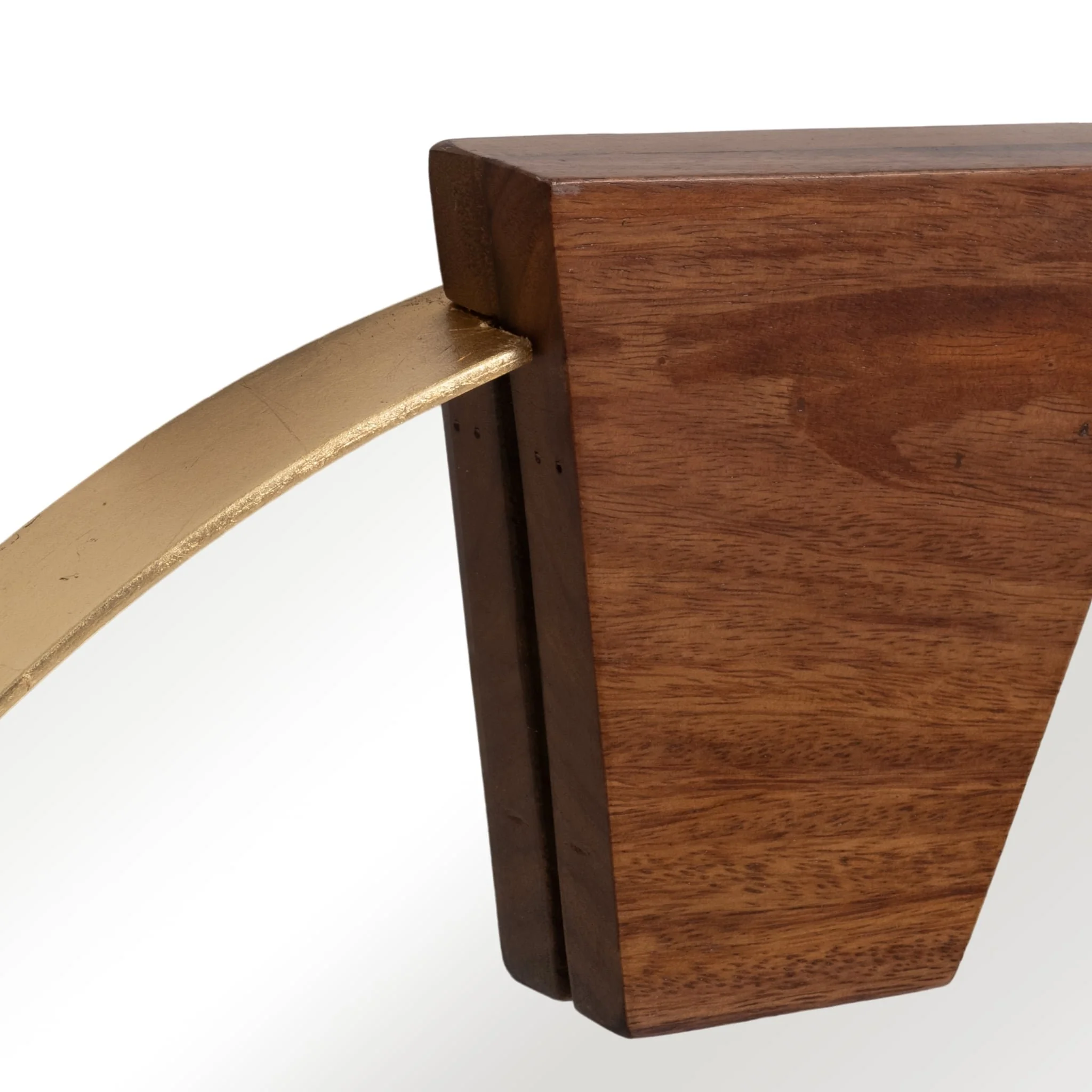 32x32 Round Wood Piece Mirror, Gold - Image 4