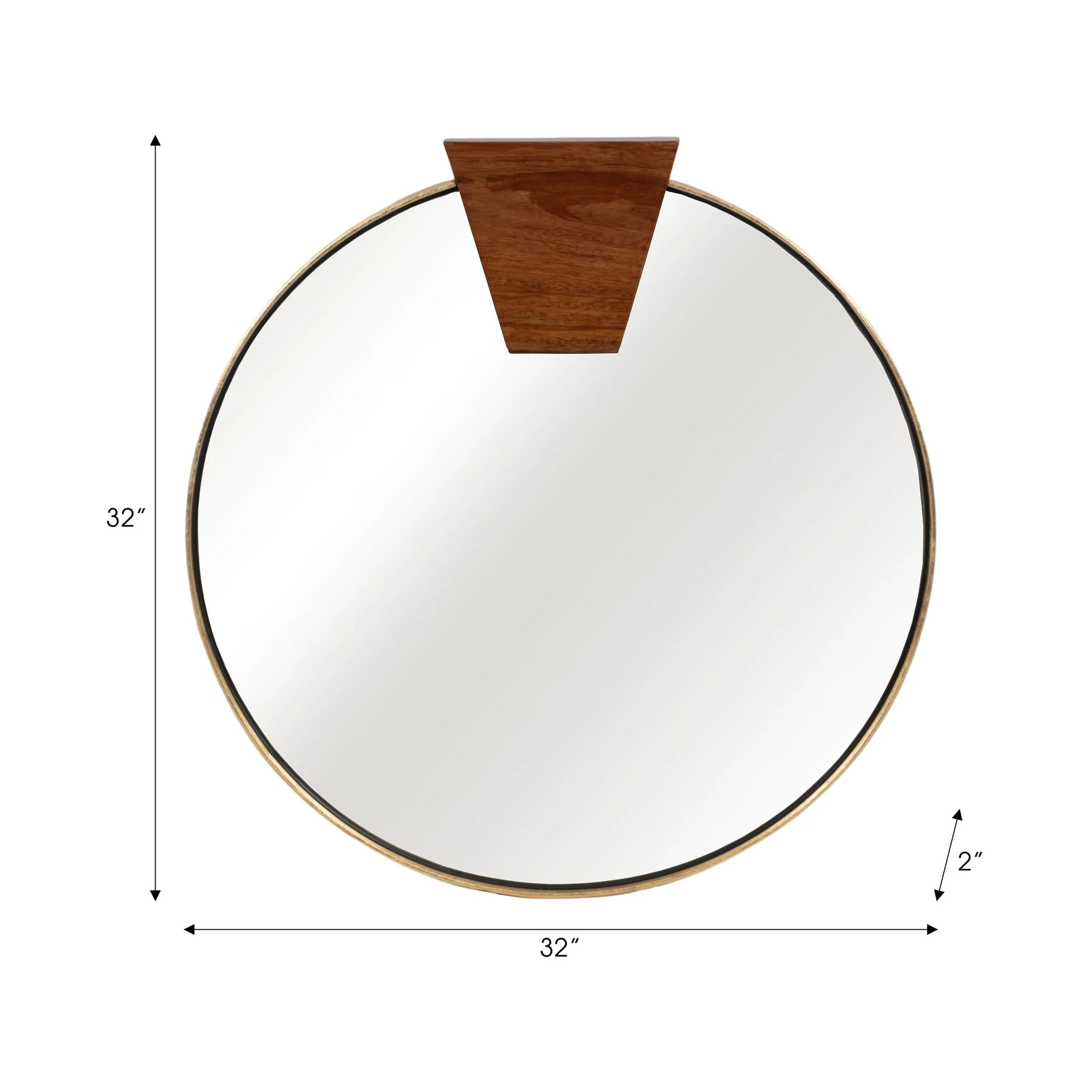 32x32 Round Wood Piece Mirror, Gold - Image 7