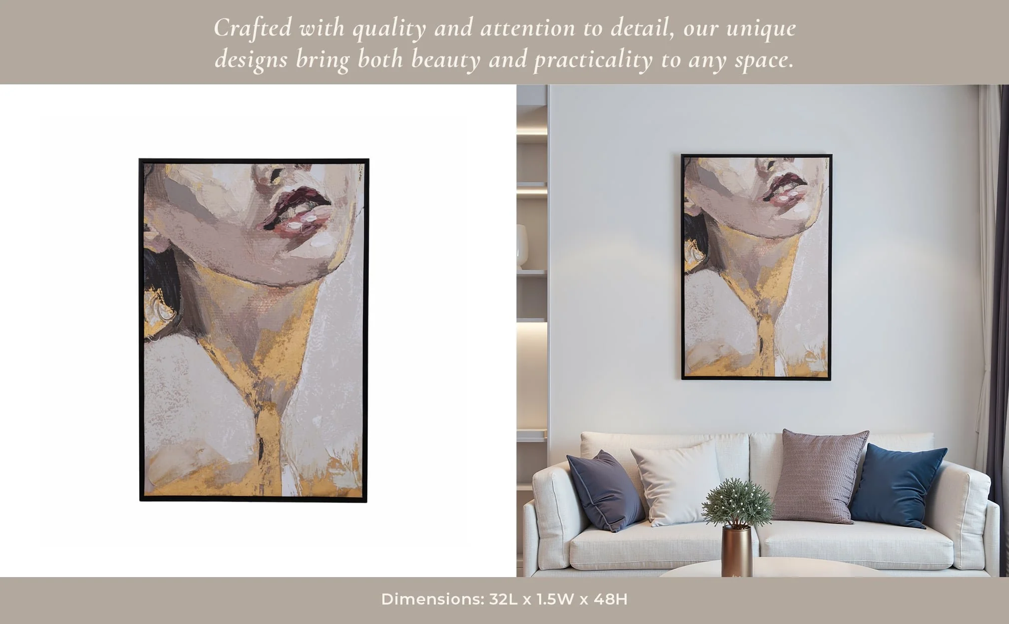 32x48 Framed Handpainted Gold Leaf Portrait - Image 10