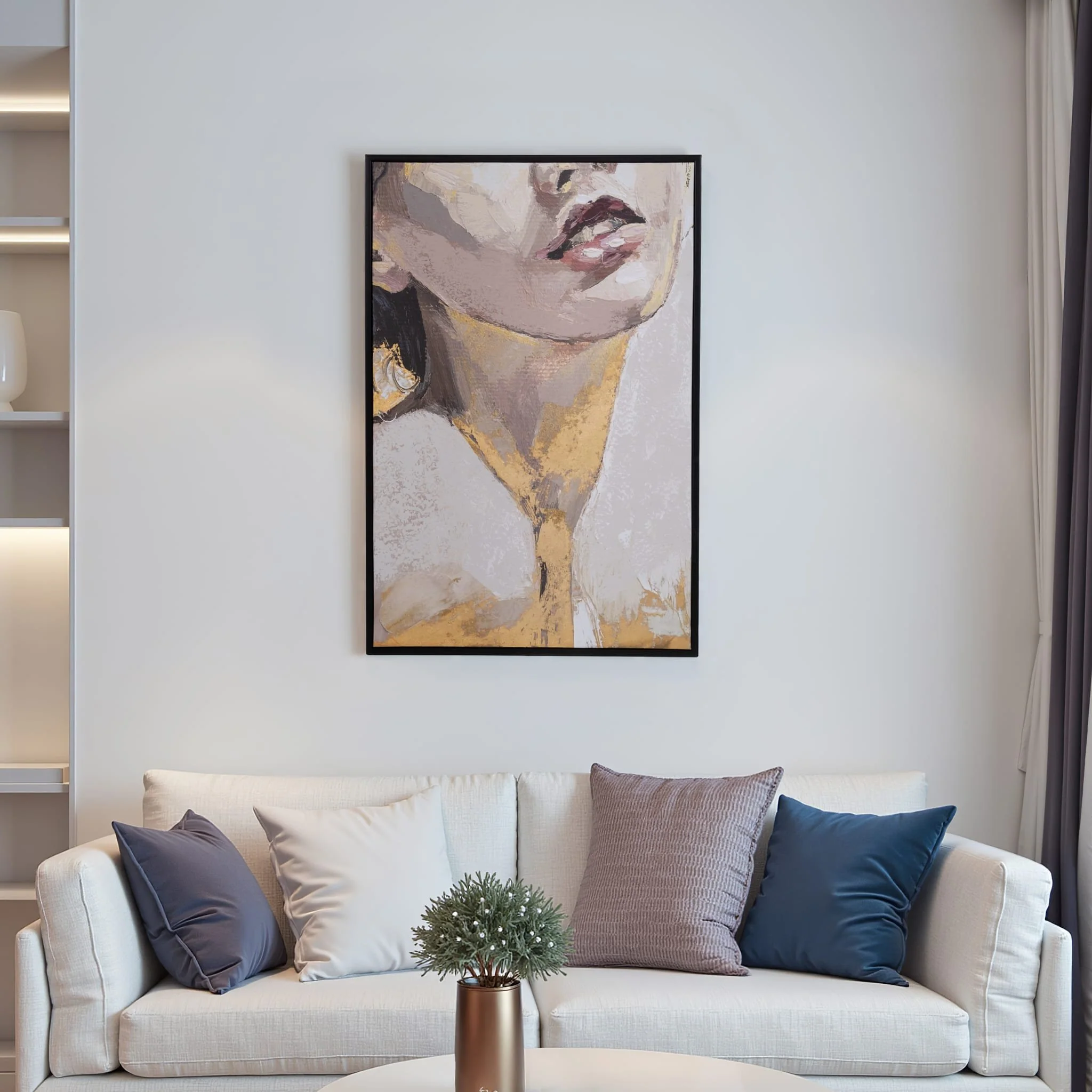 32x48 Framed Handpainted Gold Leaf Portrait - Image 9
