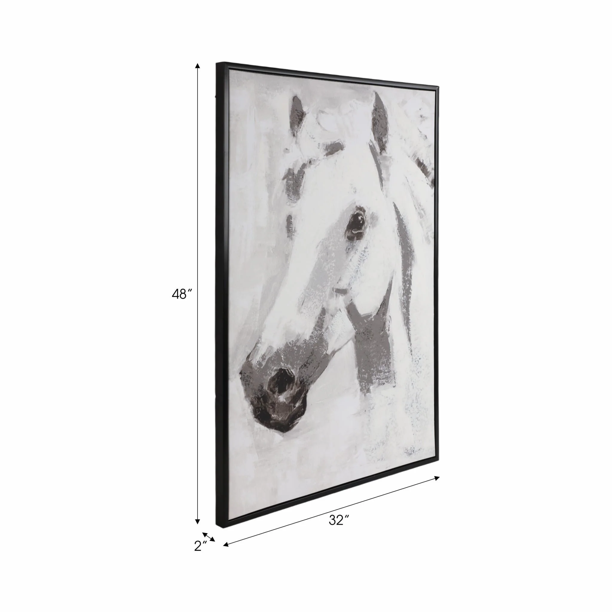 32x48 Framed Handpainted White Horse - Image 7