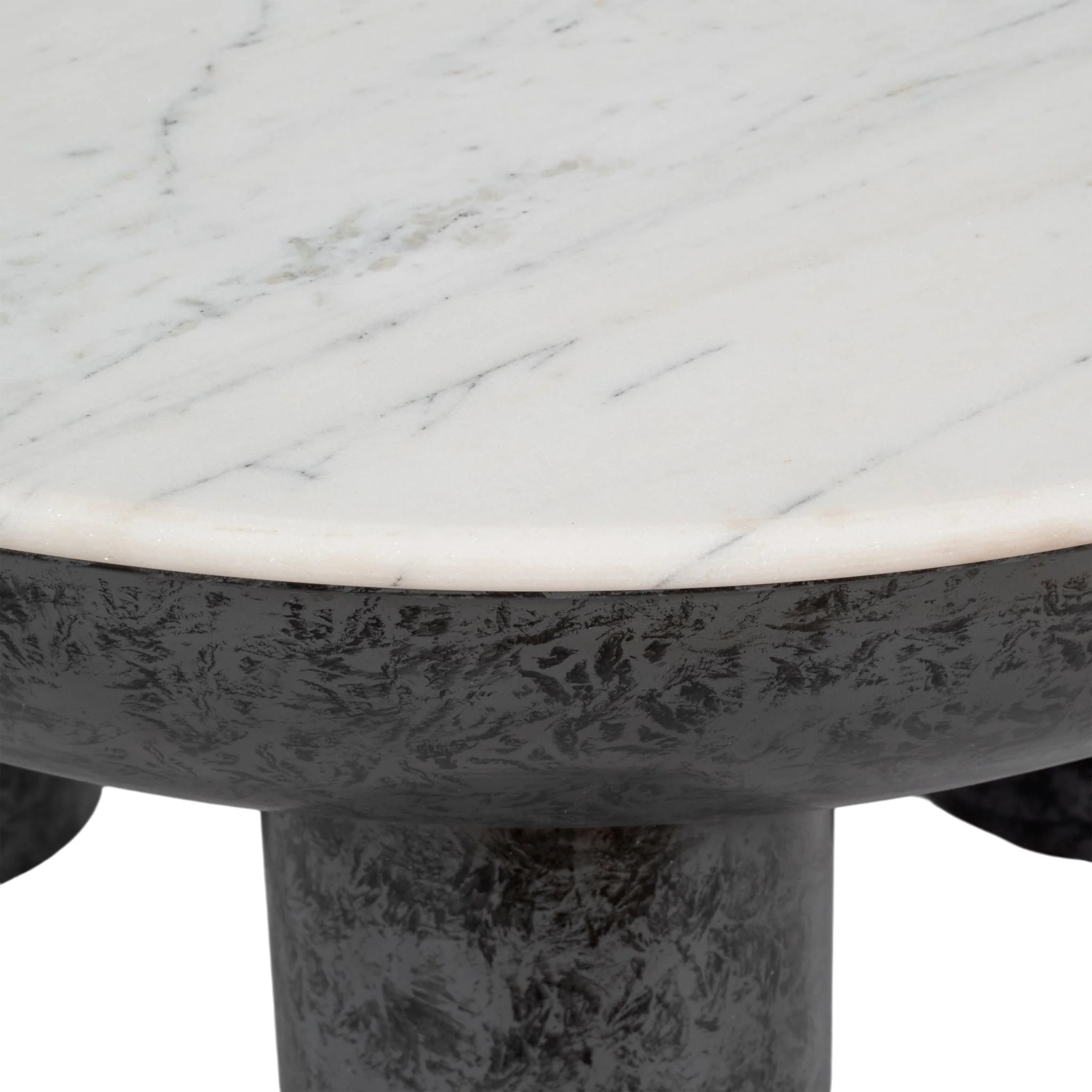 33" Chunky Leg Coffee Table Marble Top, White/blk - Image 5