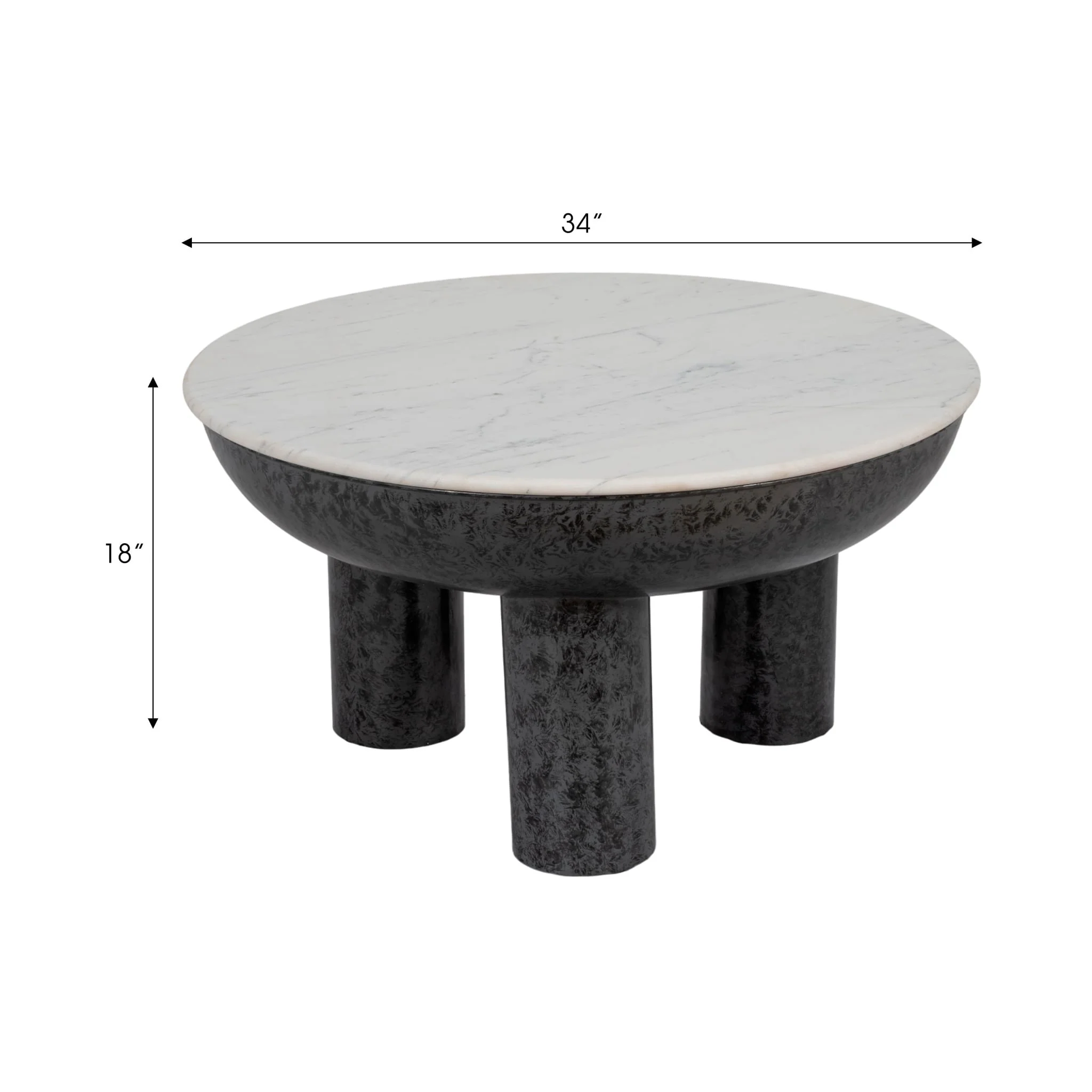 33" Chunky Leg Coffee Table Marble Top, White/blk - Image 7