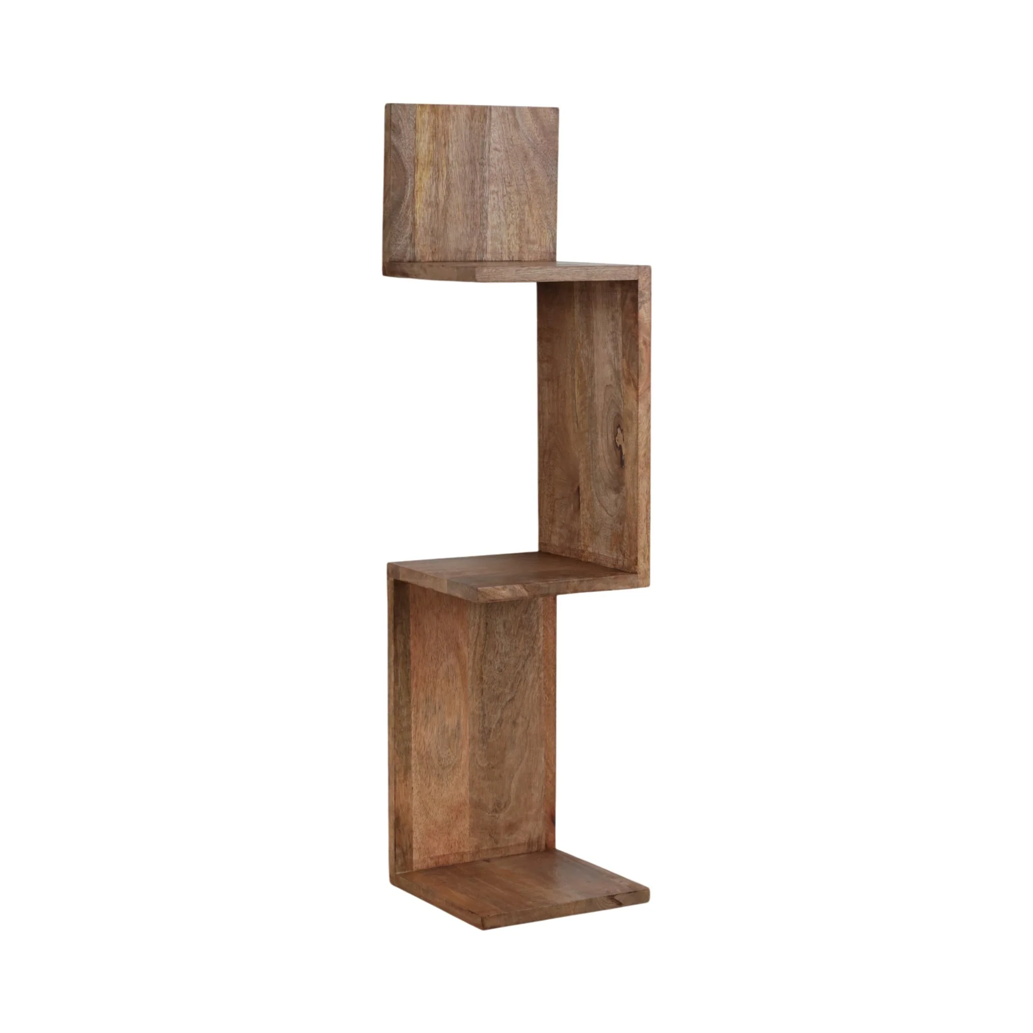 33" Mango Zig Zag Corner Wall Shelf, Brown - Image 3