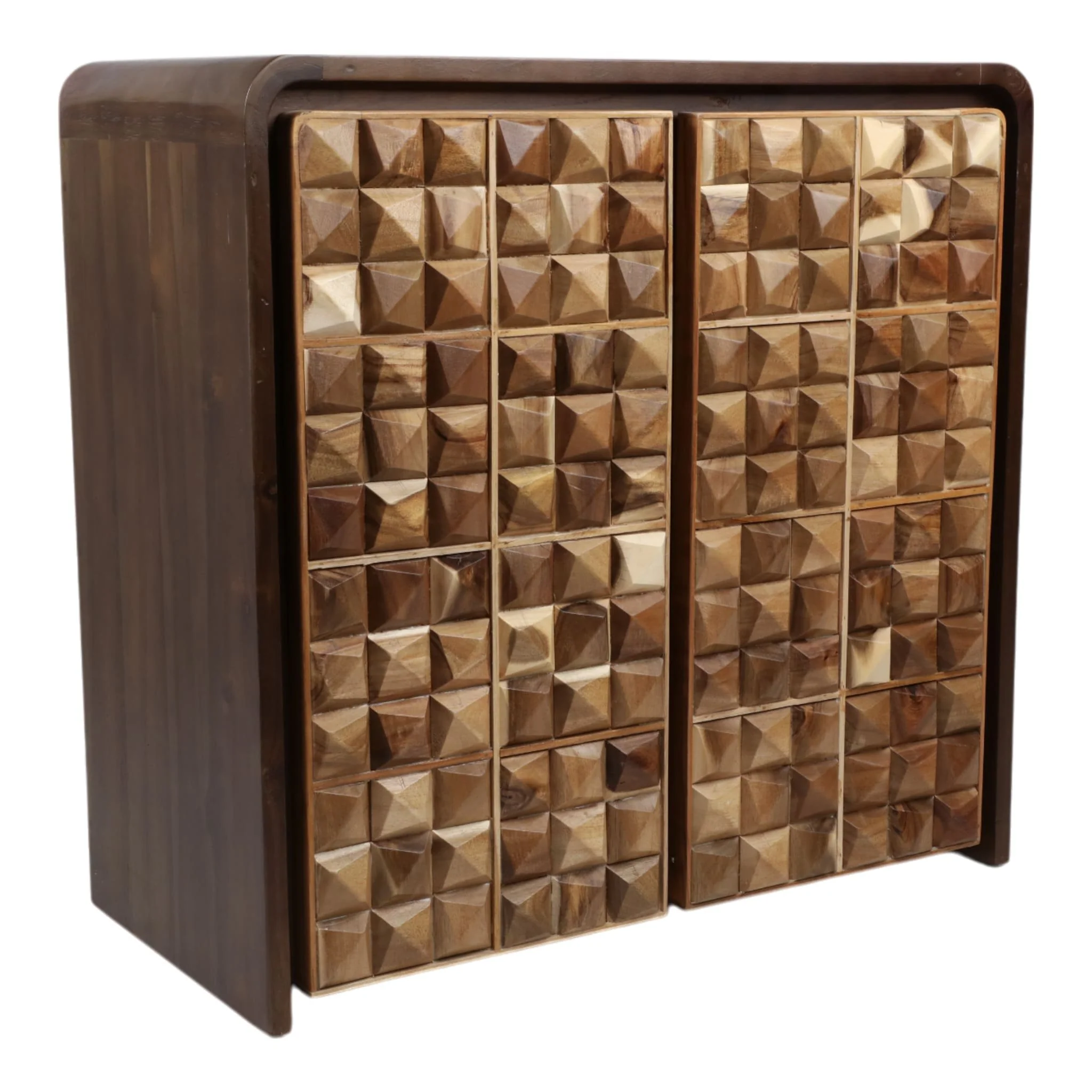 33" Teakwood Geo Detail 2-door Cabinet, Natural - Image 2