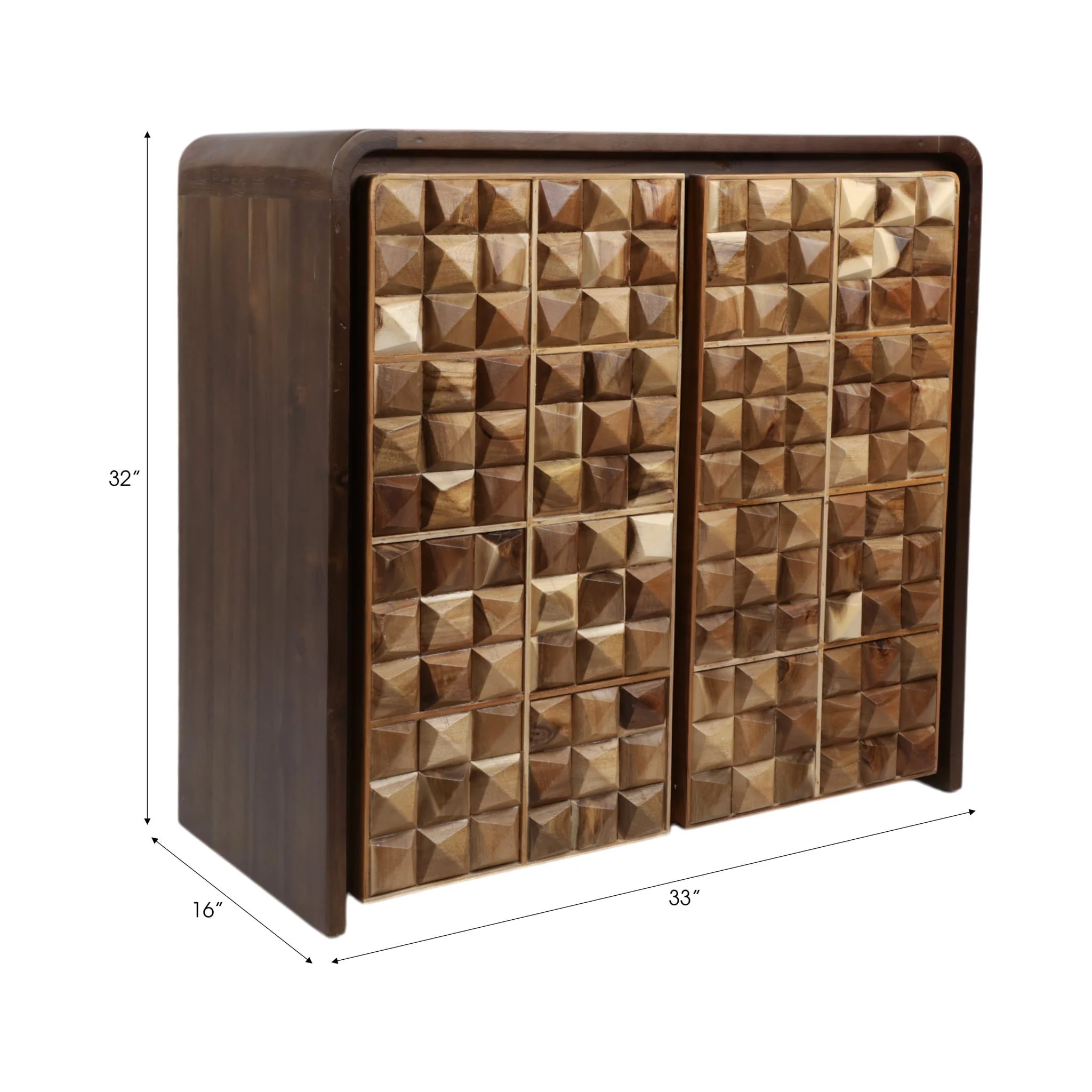 33" Teakwood Geo Detail 2-door Cabinet, Natural - Image 8