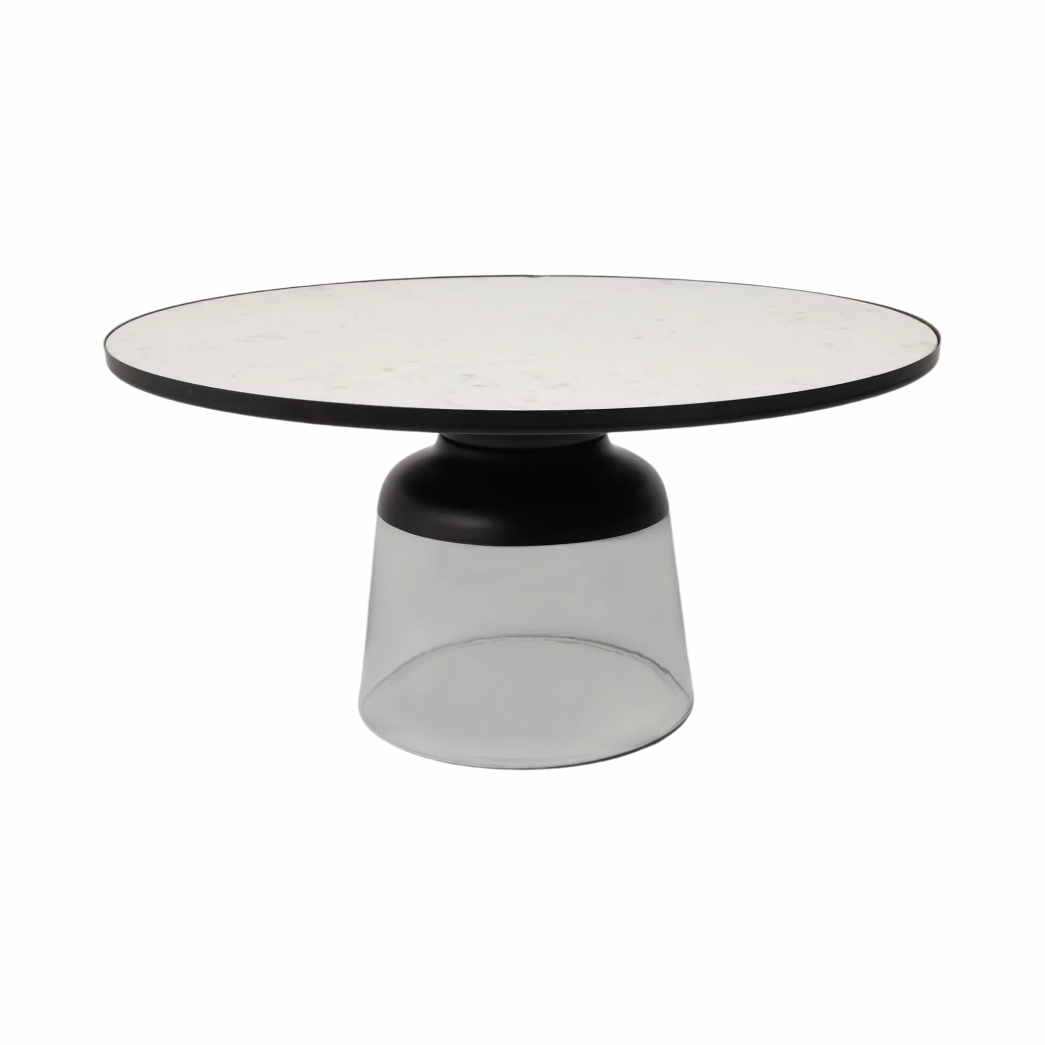 34" Glass Coffee Table Marble Top, White/clear, Kd - Image 3