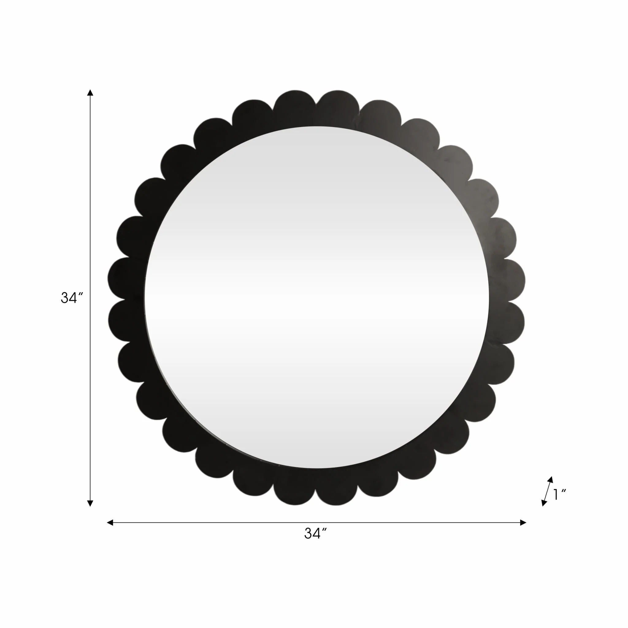 34" Scallop Border Mirror, Black - Image 7