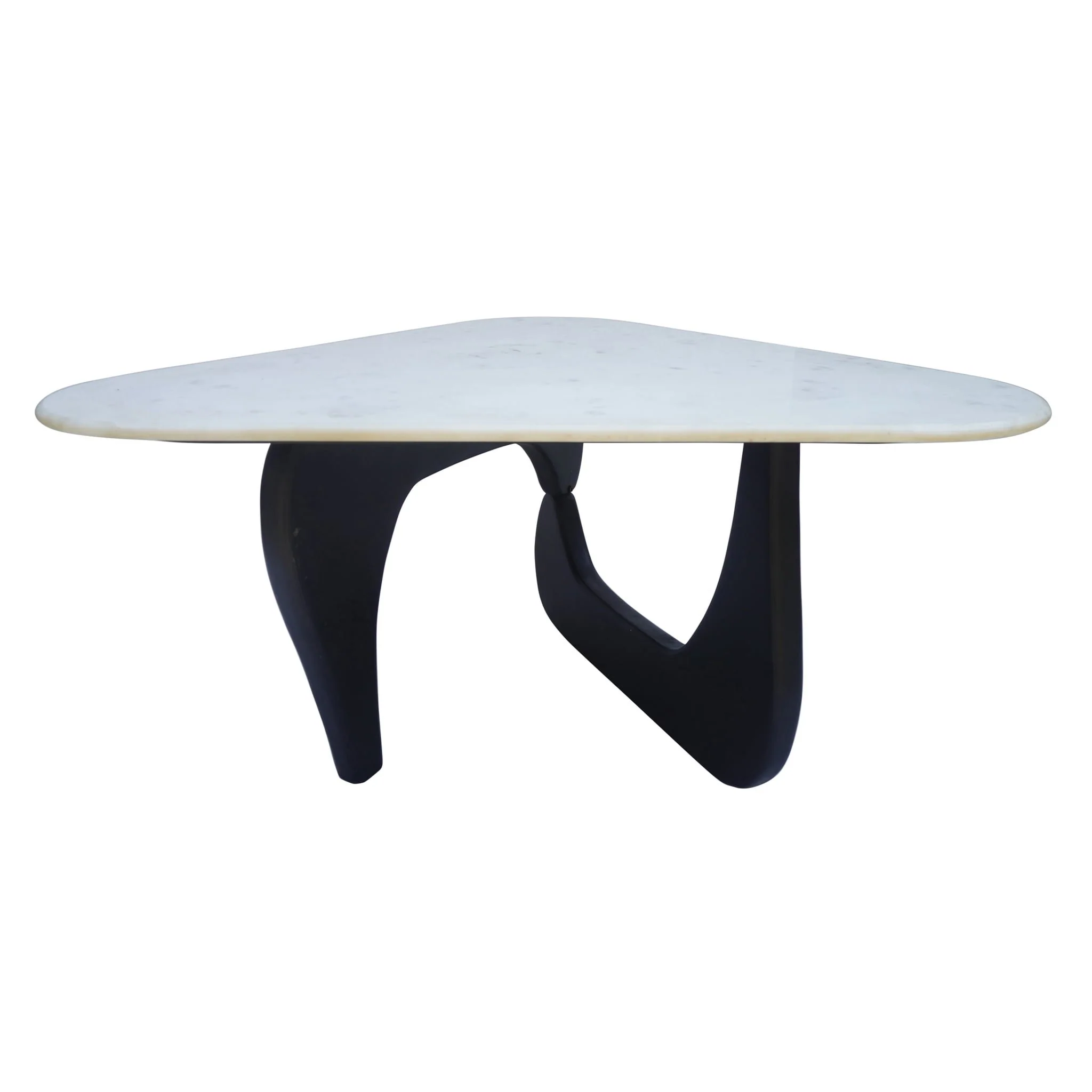 35x18" Mid-century Triangular Coffee Table, White/ - Image 4