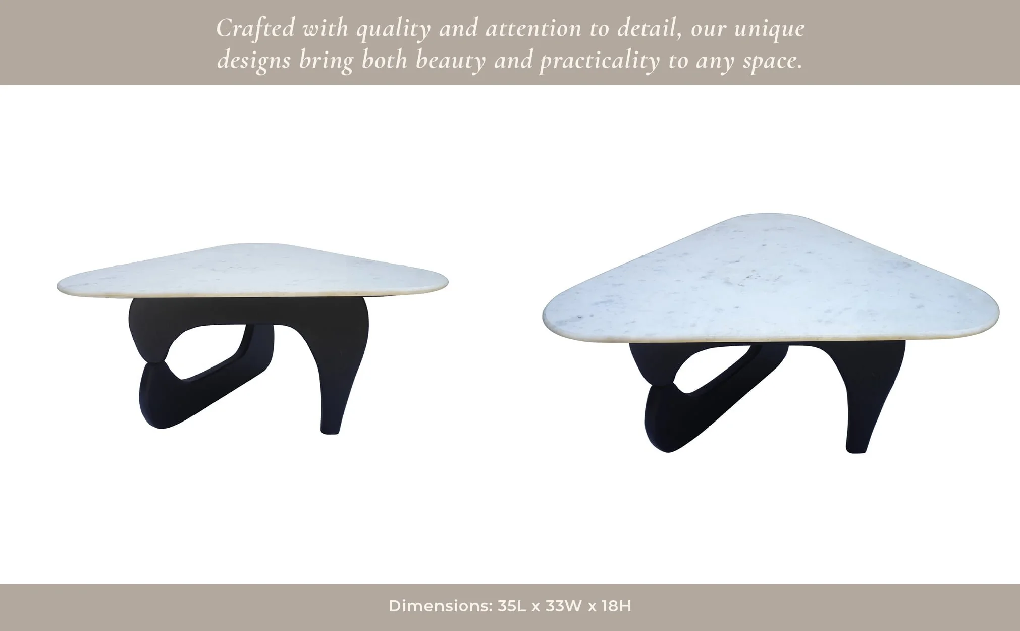 35x18" Mid-century Triangular Coffee Table, White/ - Image 8