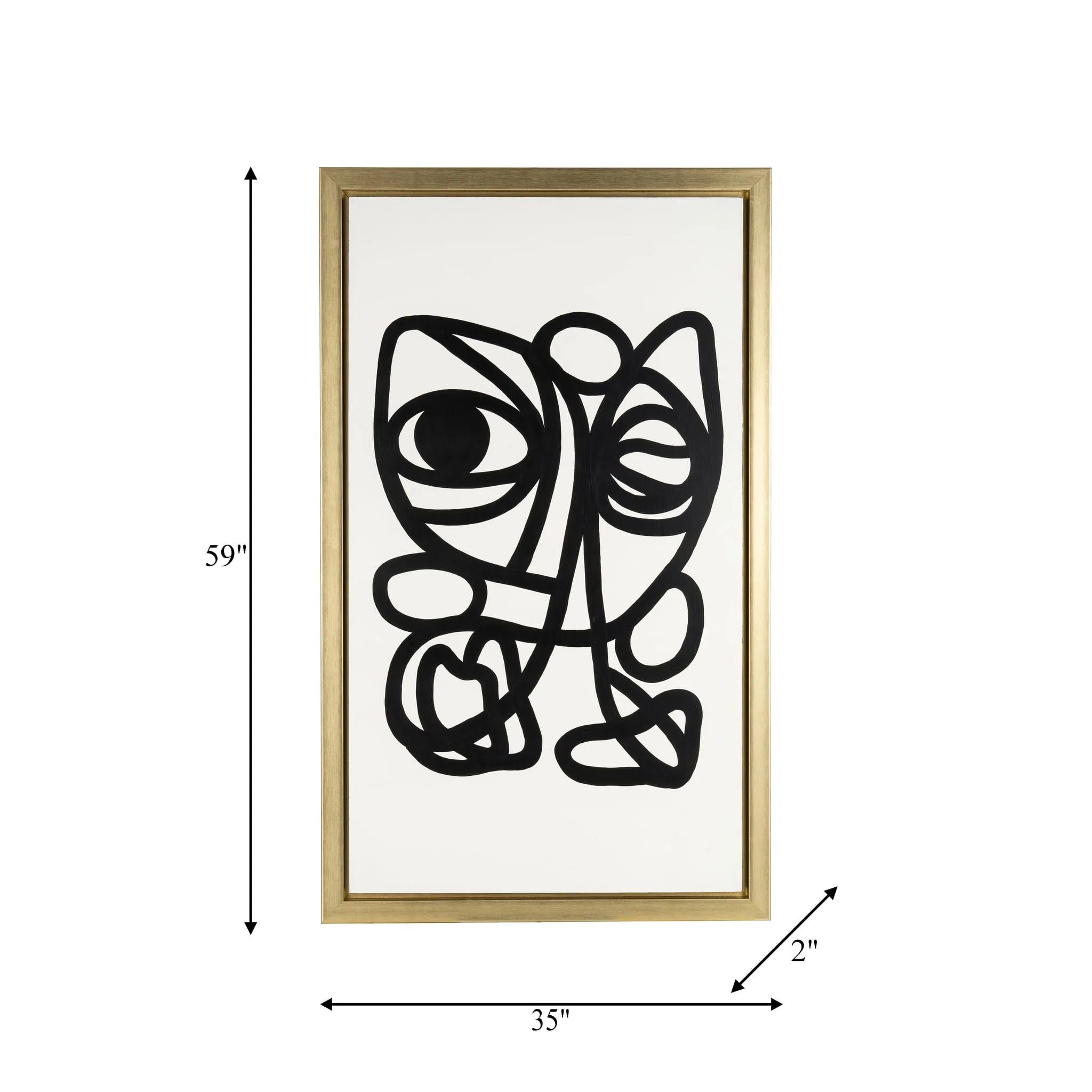 35x59, Hand Painted Gold Frame Geometric Face, Blk - Image 4