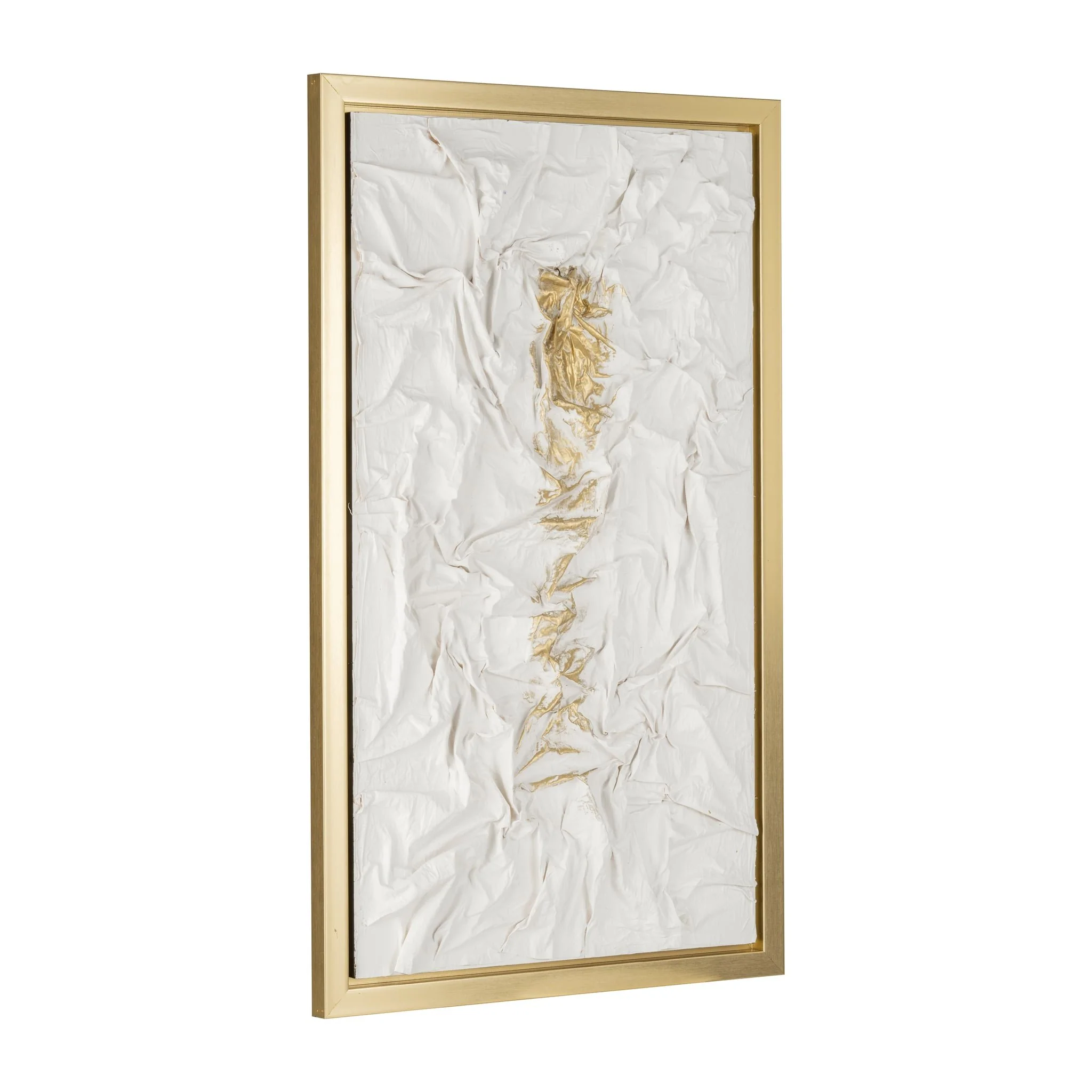 35x59, Hand Painted Textured Acrylic, Wht/gold - Image 2