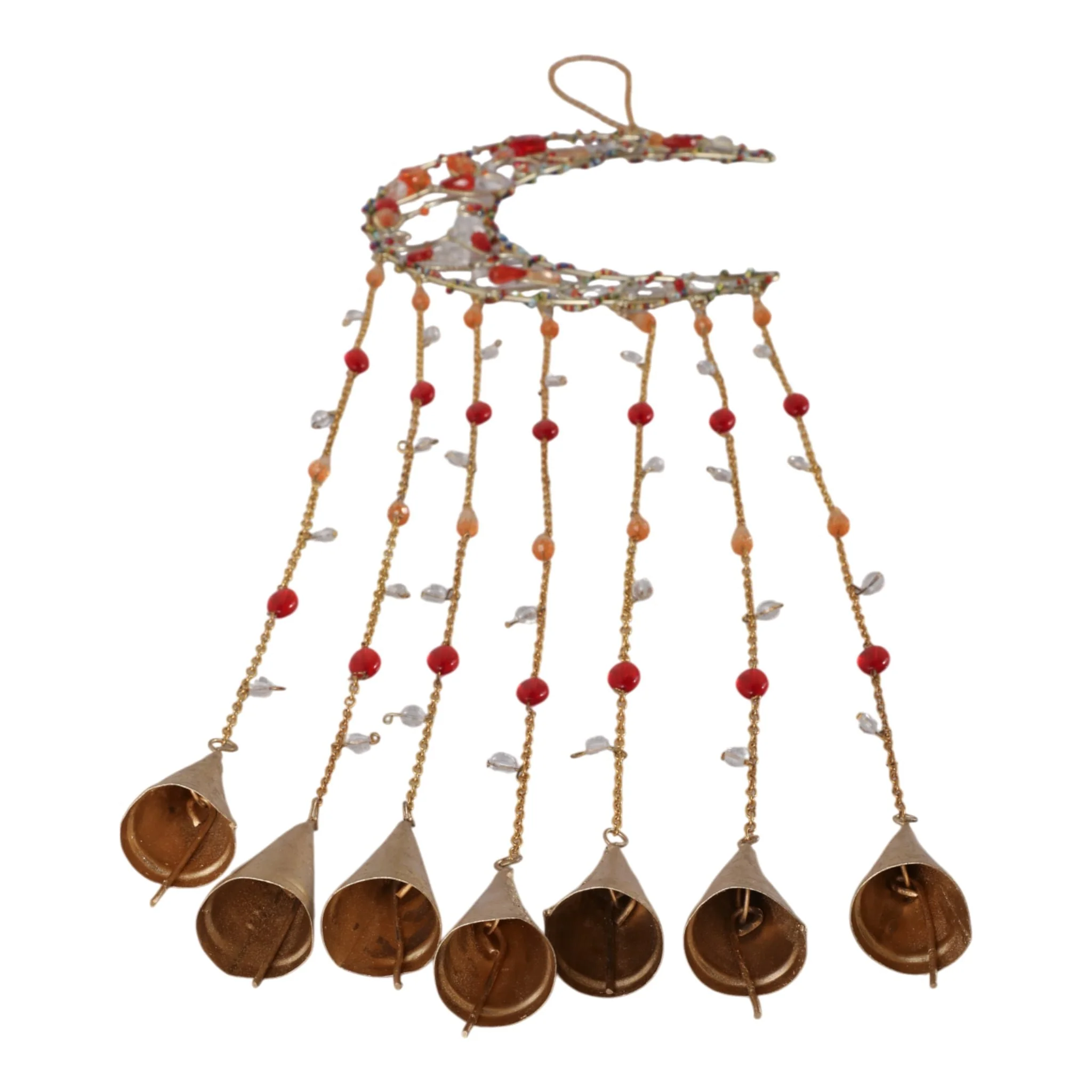 35x8" Beaded Mosaic Crescent Moon Chime, Multi - Image 7