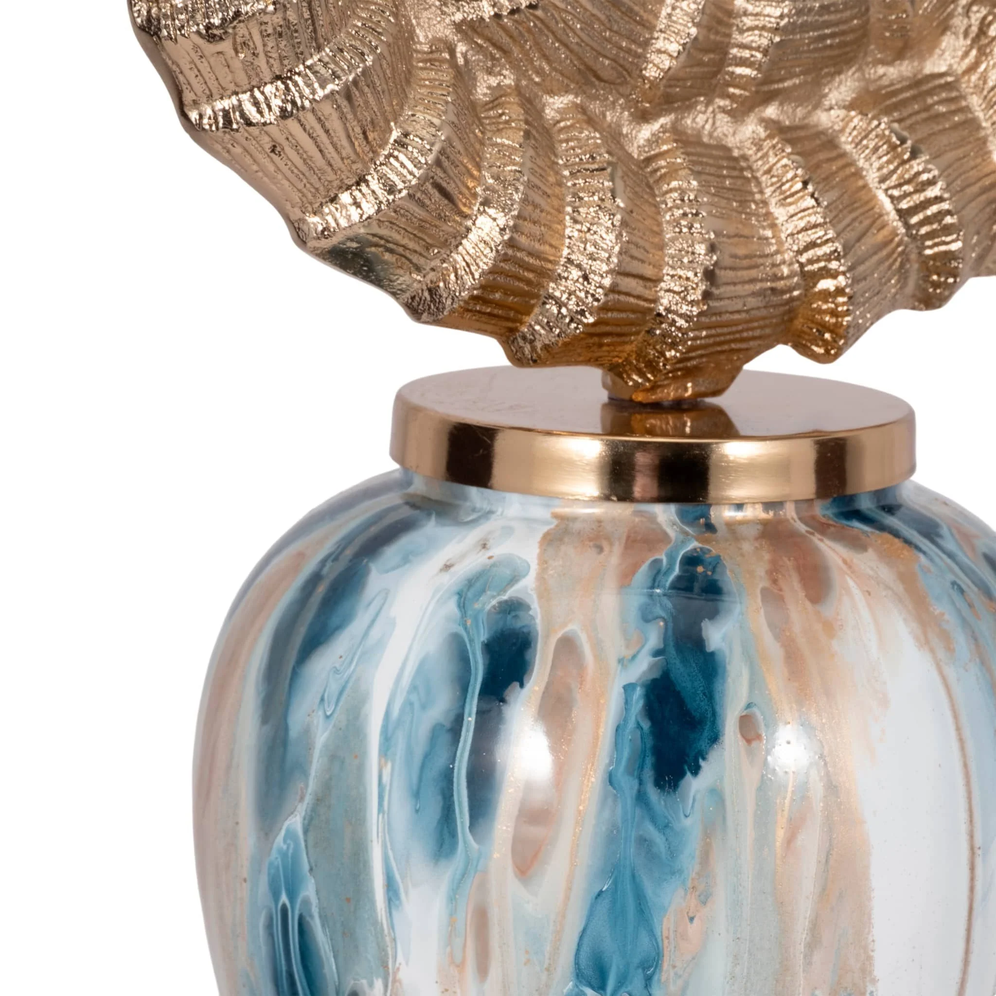 36" Blue Geo Swirl Jar W/open Metal Ring Top,multi - Image 5