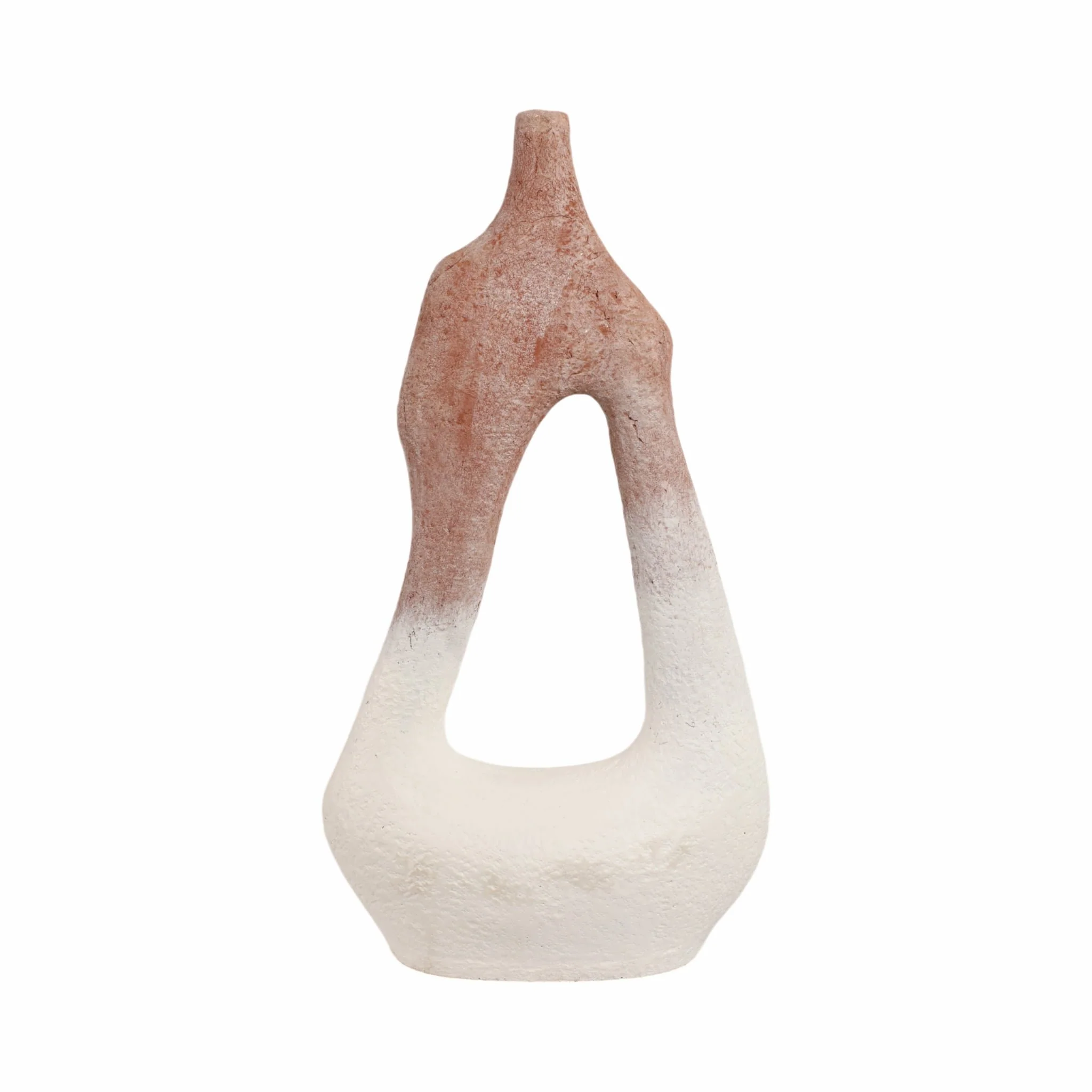 36" Curvy Open Cut-out Terracotta Vase, White Mult - Image 4