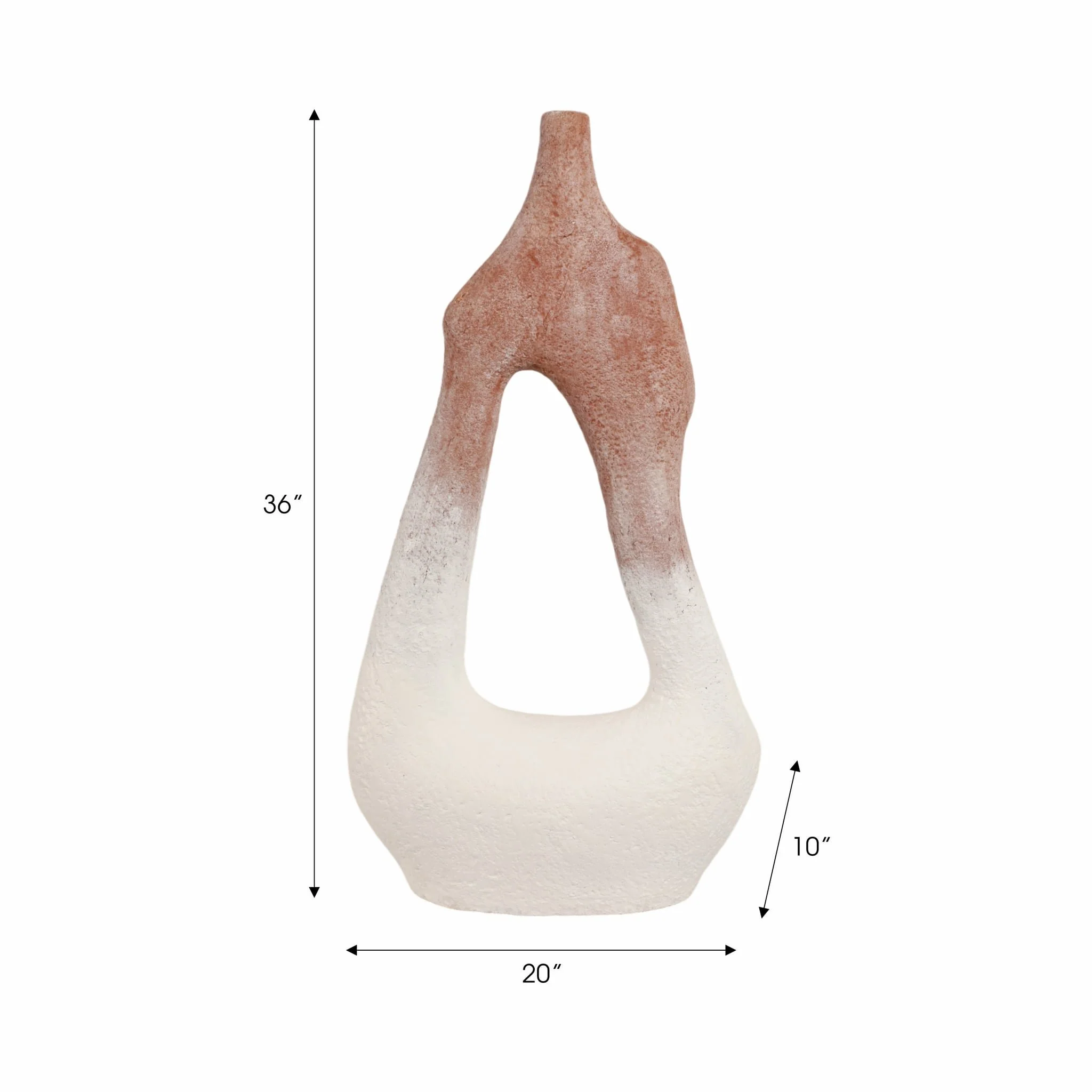 36" Curvy Open Cut-out Terracotta Vase, White Mult - Image 6