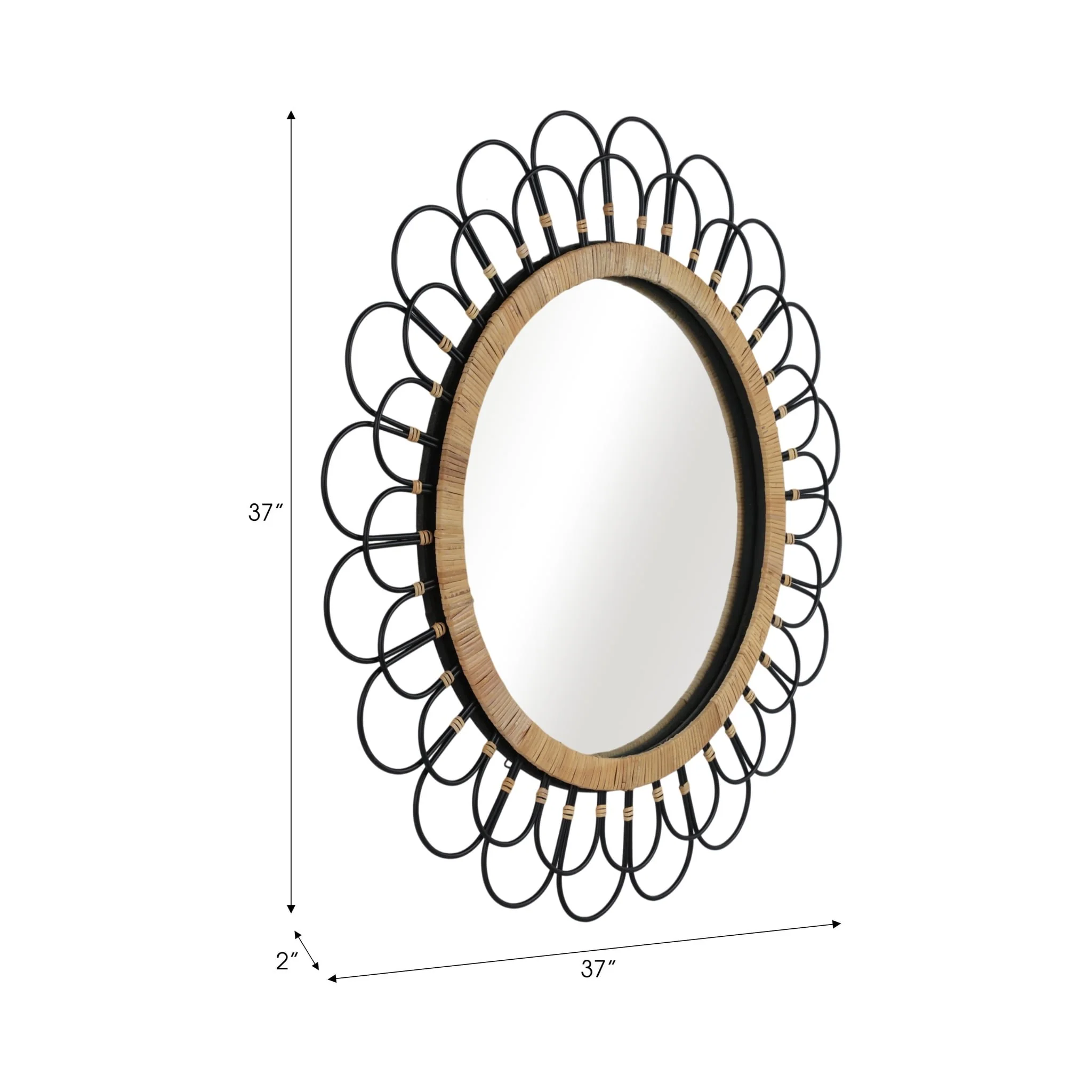 36" Daisy Wall Mirror, Black - Image 7